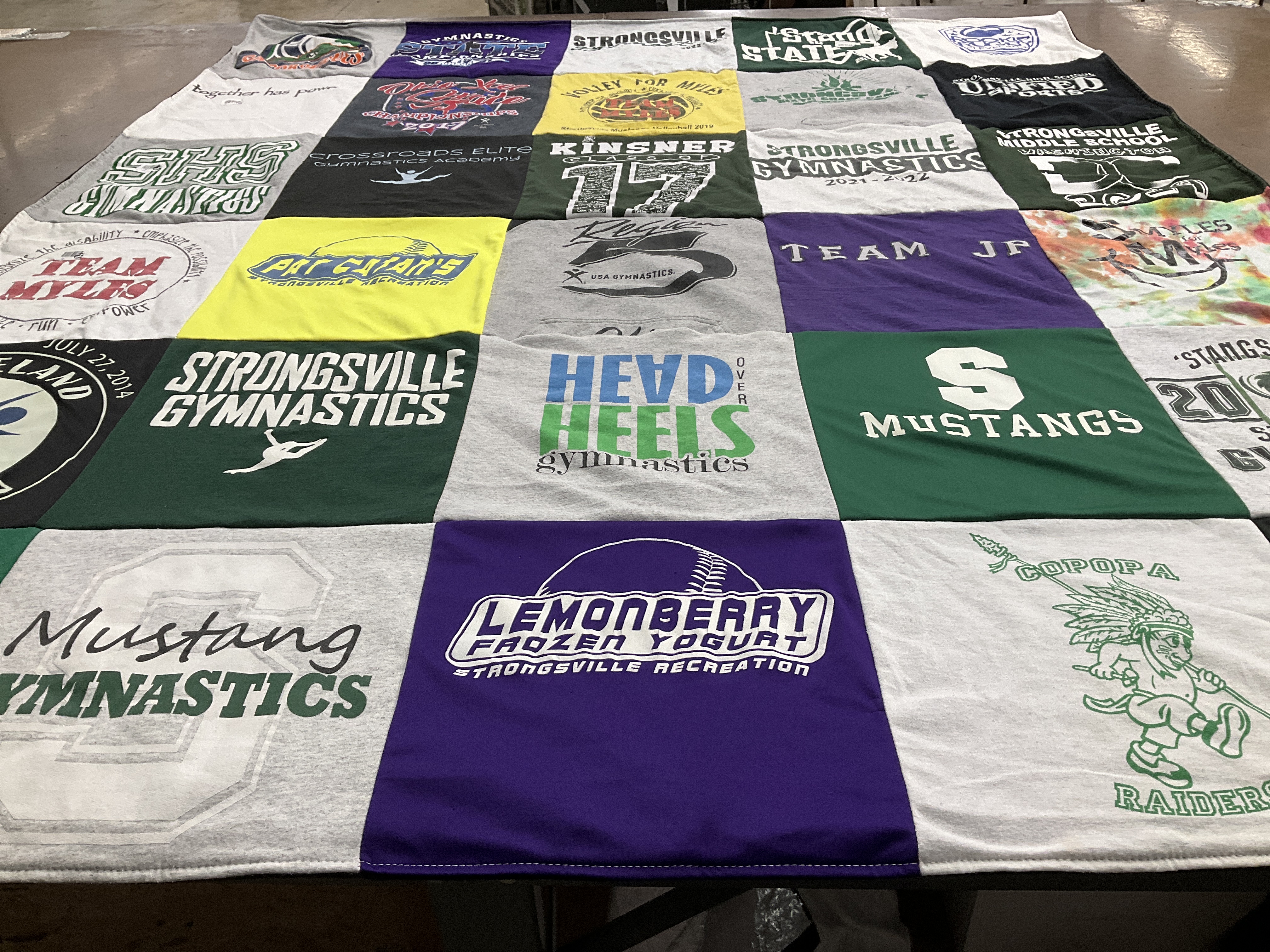 T-shirt quilt featuring strongsville mustangs, strongsville raiders by Suzanne from OH