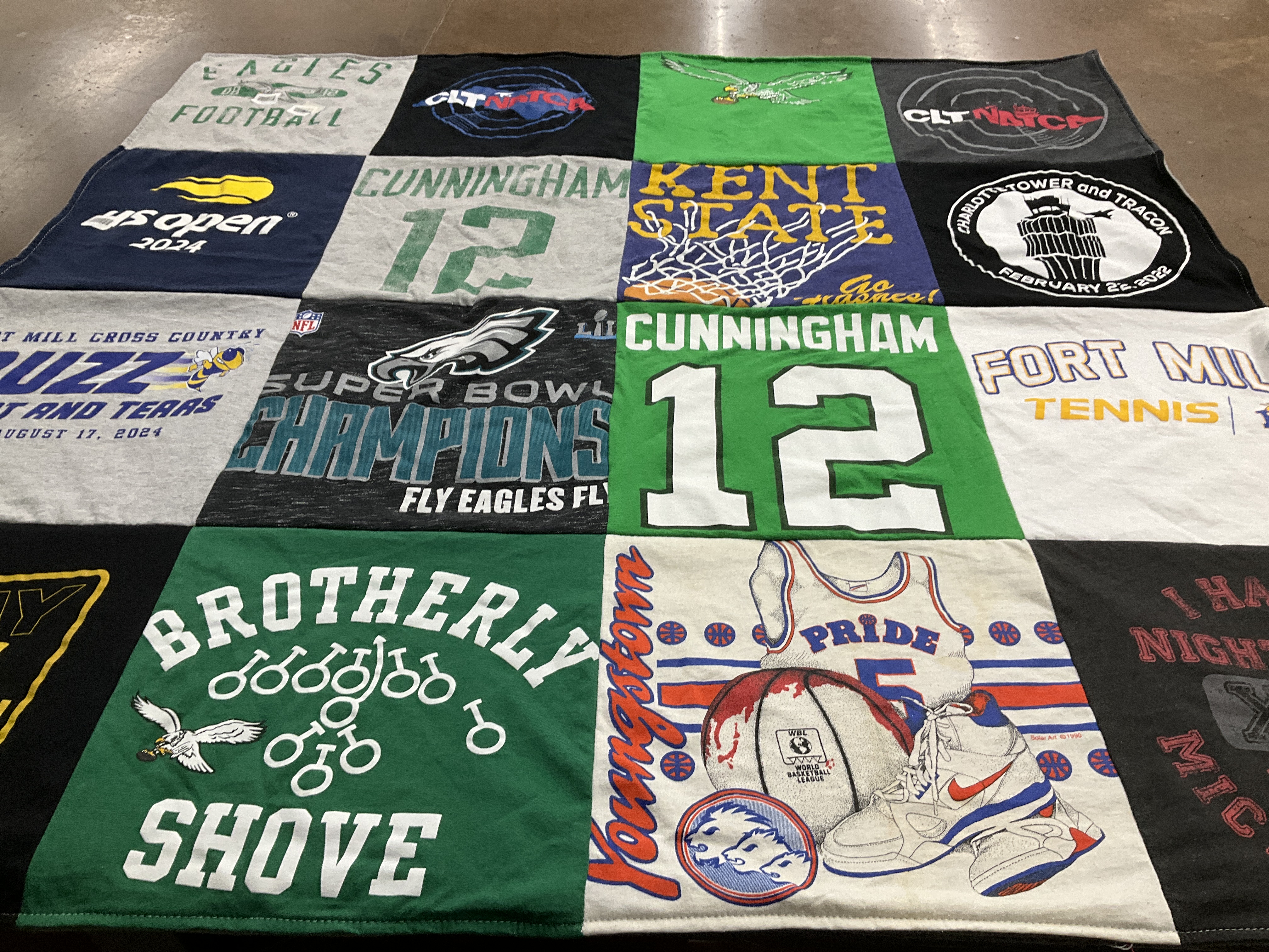 T-shirt quilt featuring fort mill college by Brent from SC
