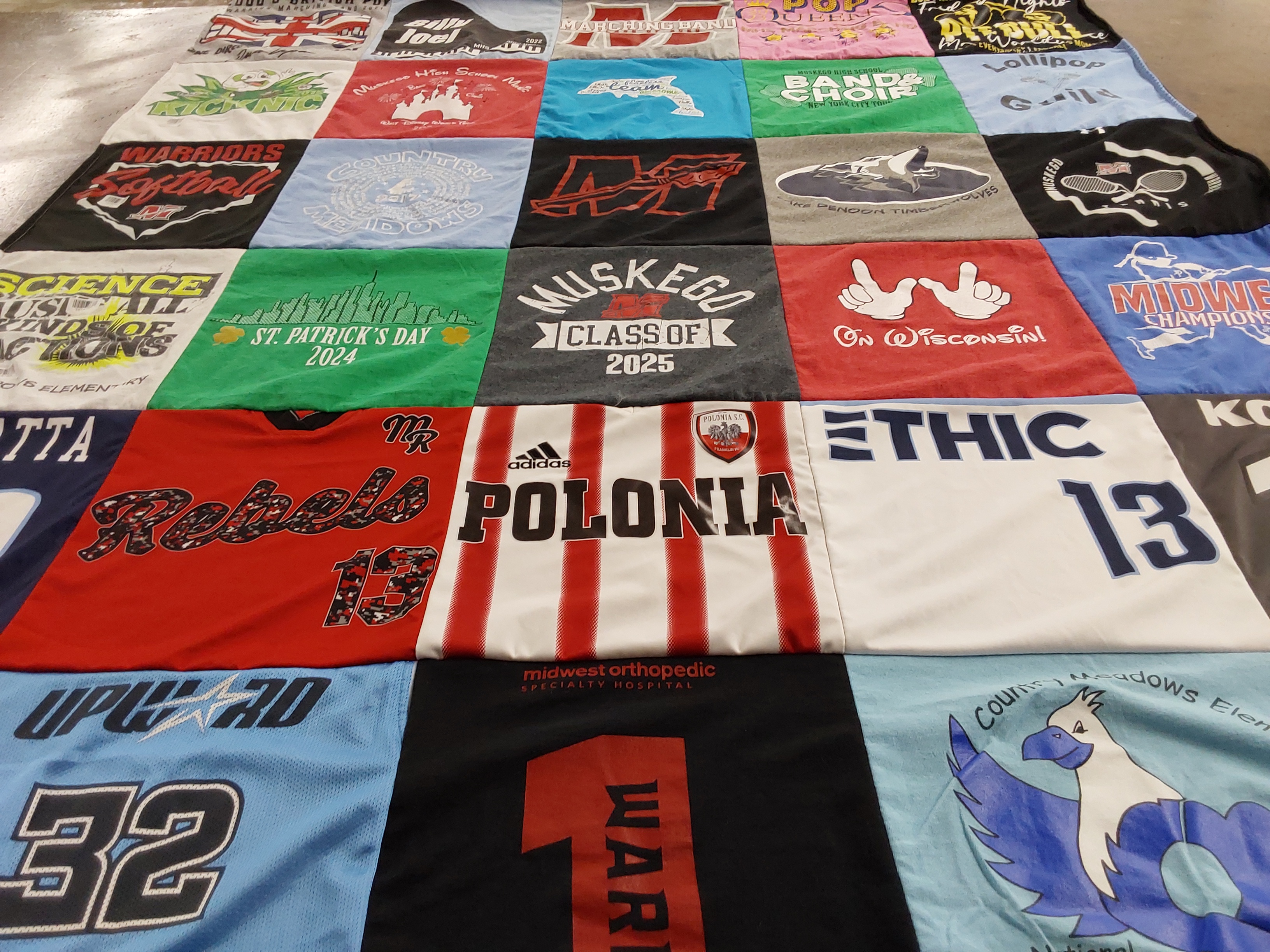 T-shirt quilt featuring warriors softball, rebels by Katie from WI
