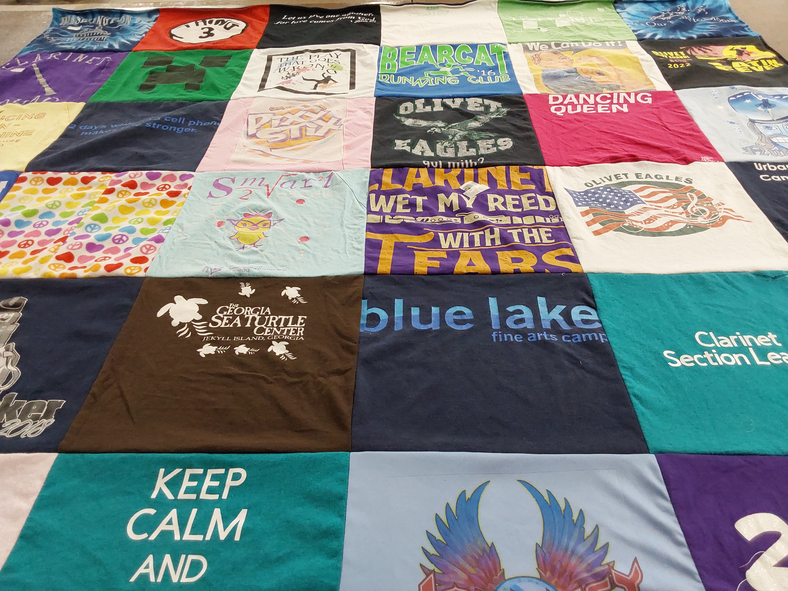 T-shirt quilt featuring olivet eagles by Lynne from MI