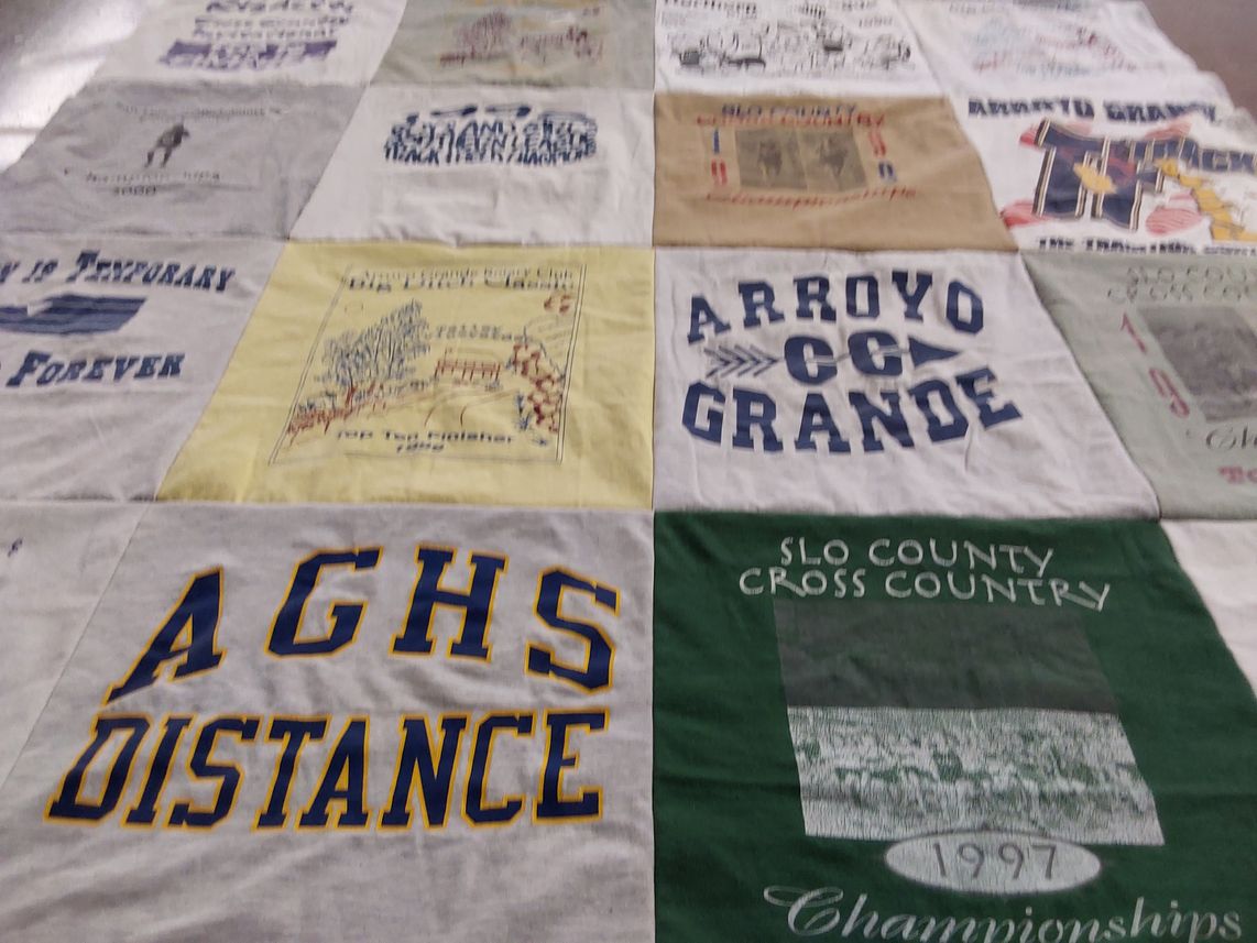 T-shirt quilt featuring slo county cross country team by Cindy from CA