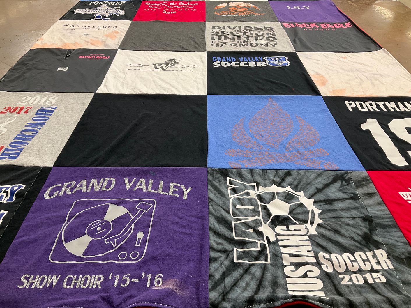 T-shirt quilt featuring lady mustang soccer by Kip from OH