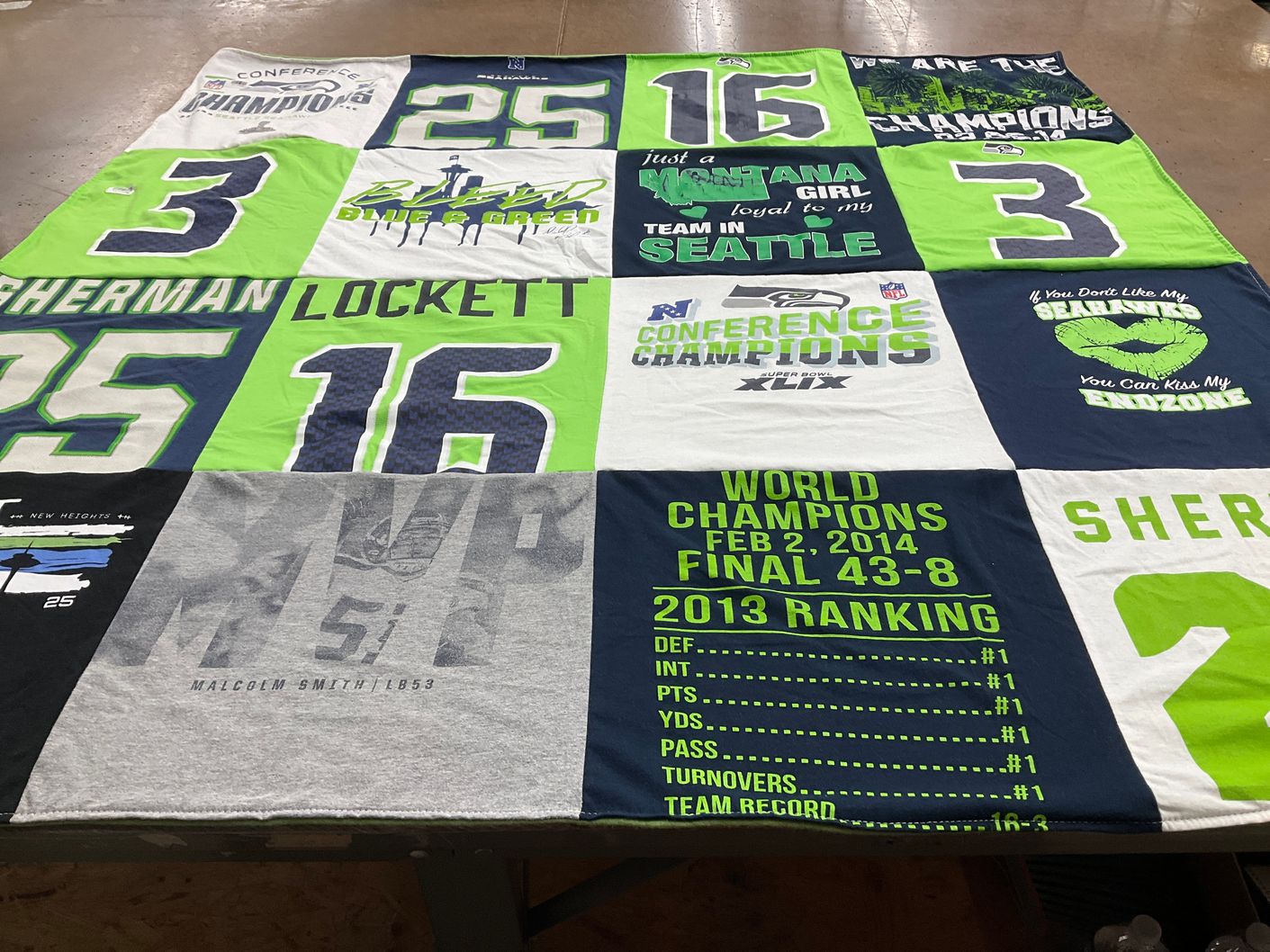 T-shirt quilt featuring seattle seahawks by Melissa from MT