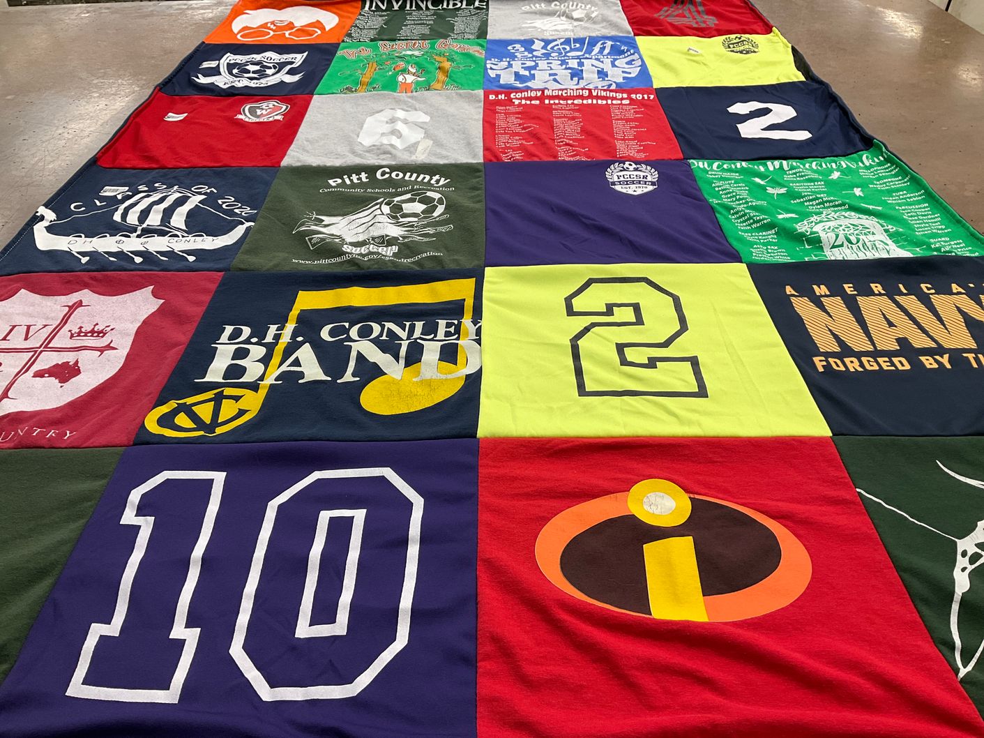 T-shirt quilt from d.h. conley high school by Victoria from NC