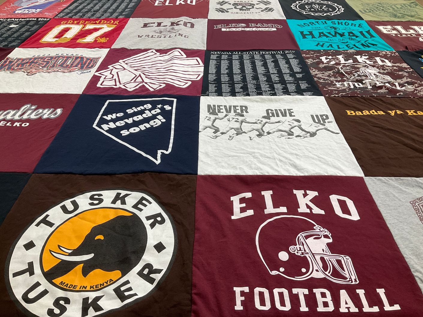 T-shirt quilt featuring elko football by Brenda from NV