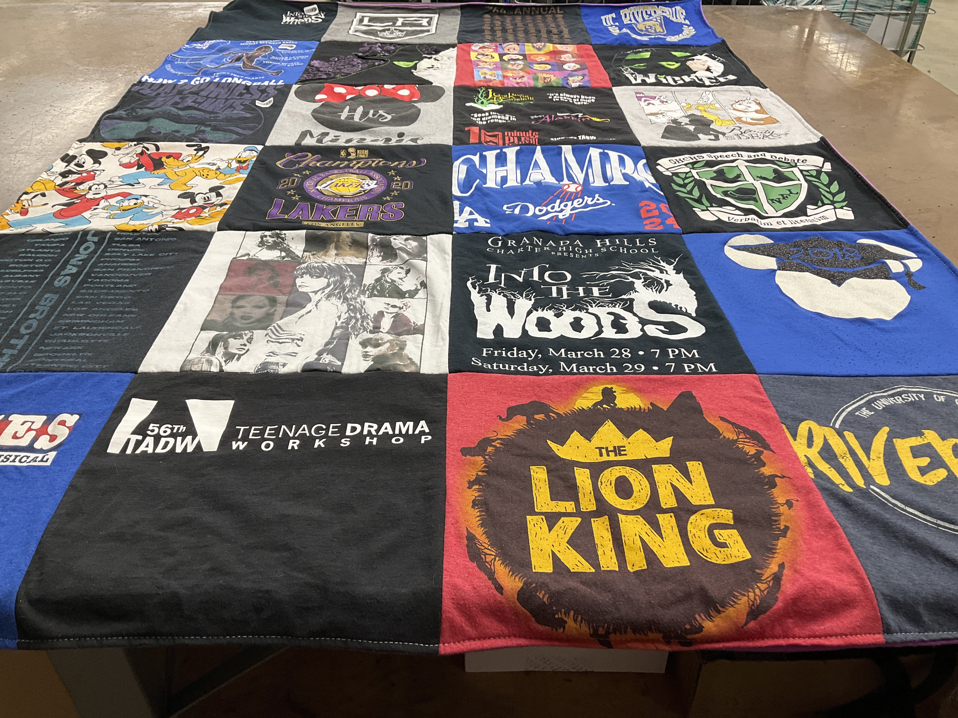 T-shirt quilt featuring los angeles dodgers, los angeles lakers by Michael from CA