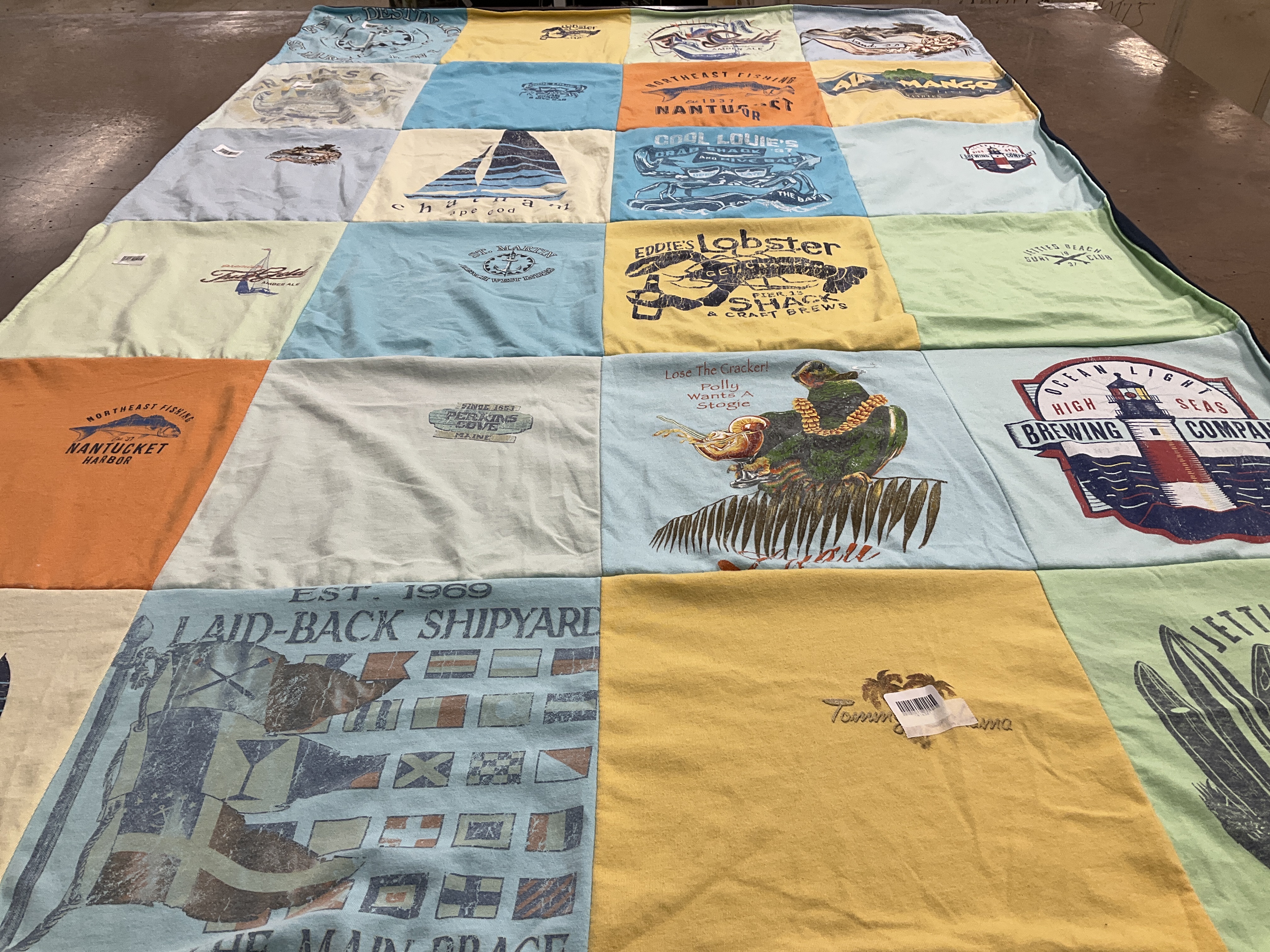 T-shirt quilt with nautical, seafood themes by Carolyn from RI