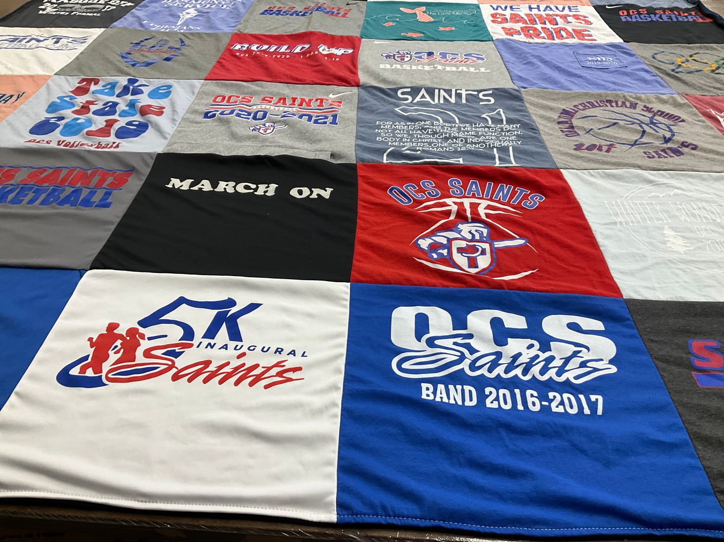 T-shirt quilt featuring ocs saints basketball, ocs saints volleyball by Tre from OK