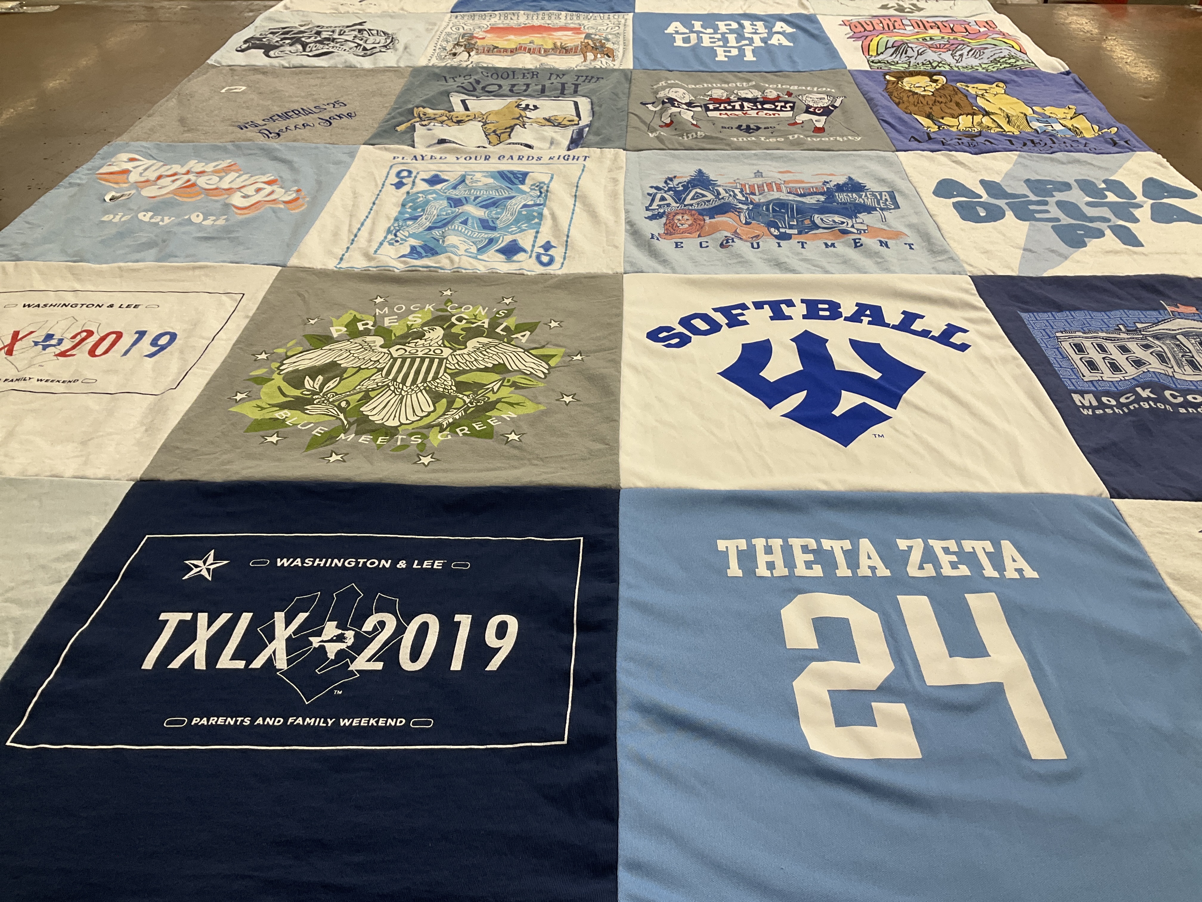 T-shirt quilt featuring washington and lee university softball by William from TX