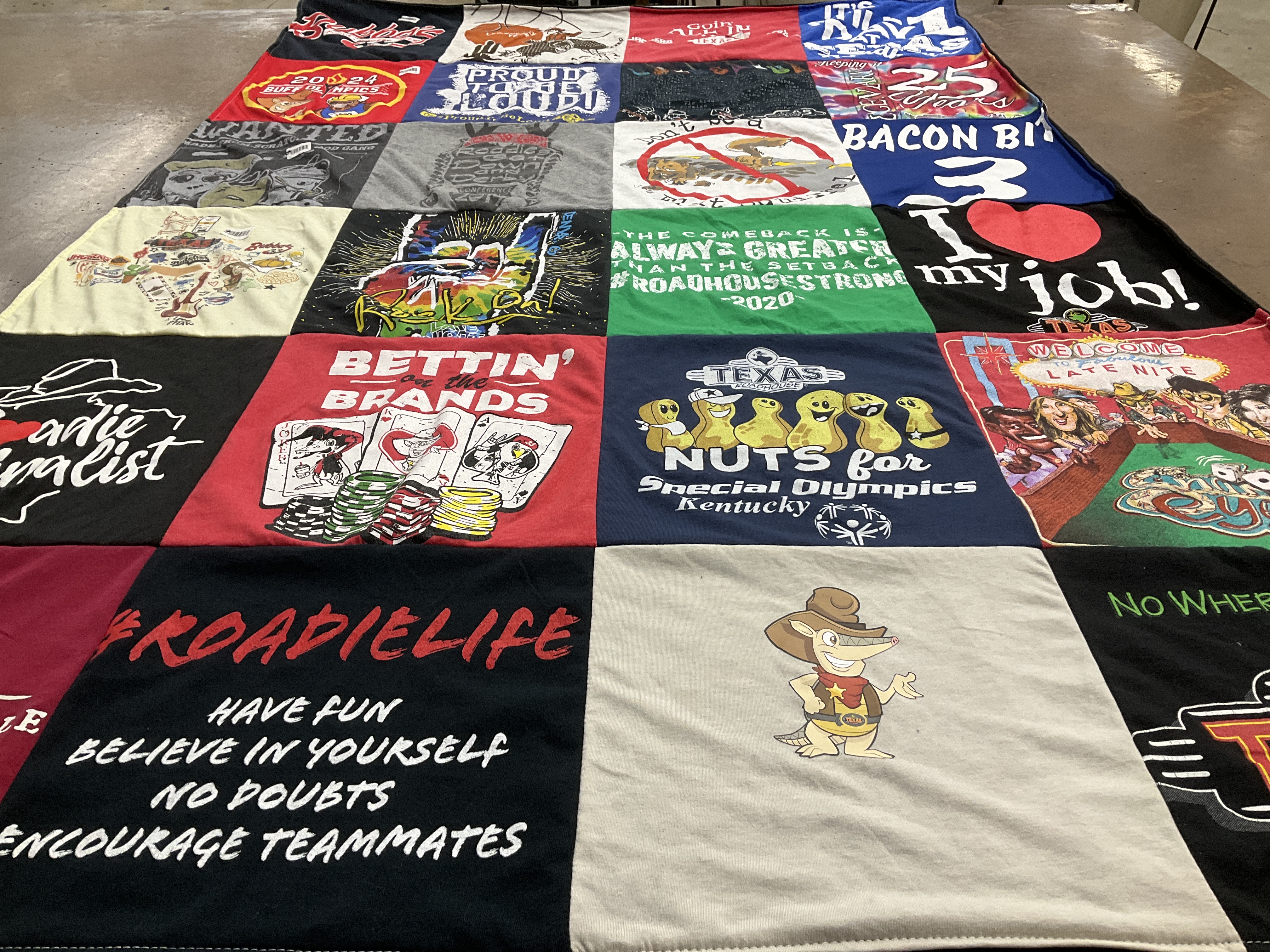 T-shirt quilt with roadlife, sports themes by Bethanie from KY