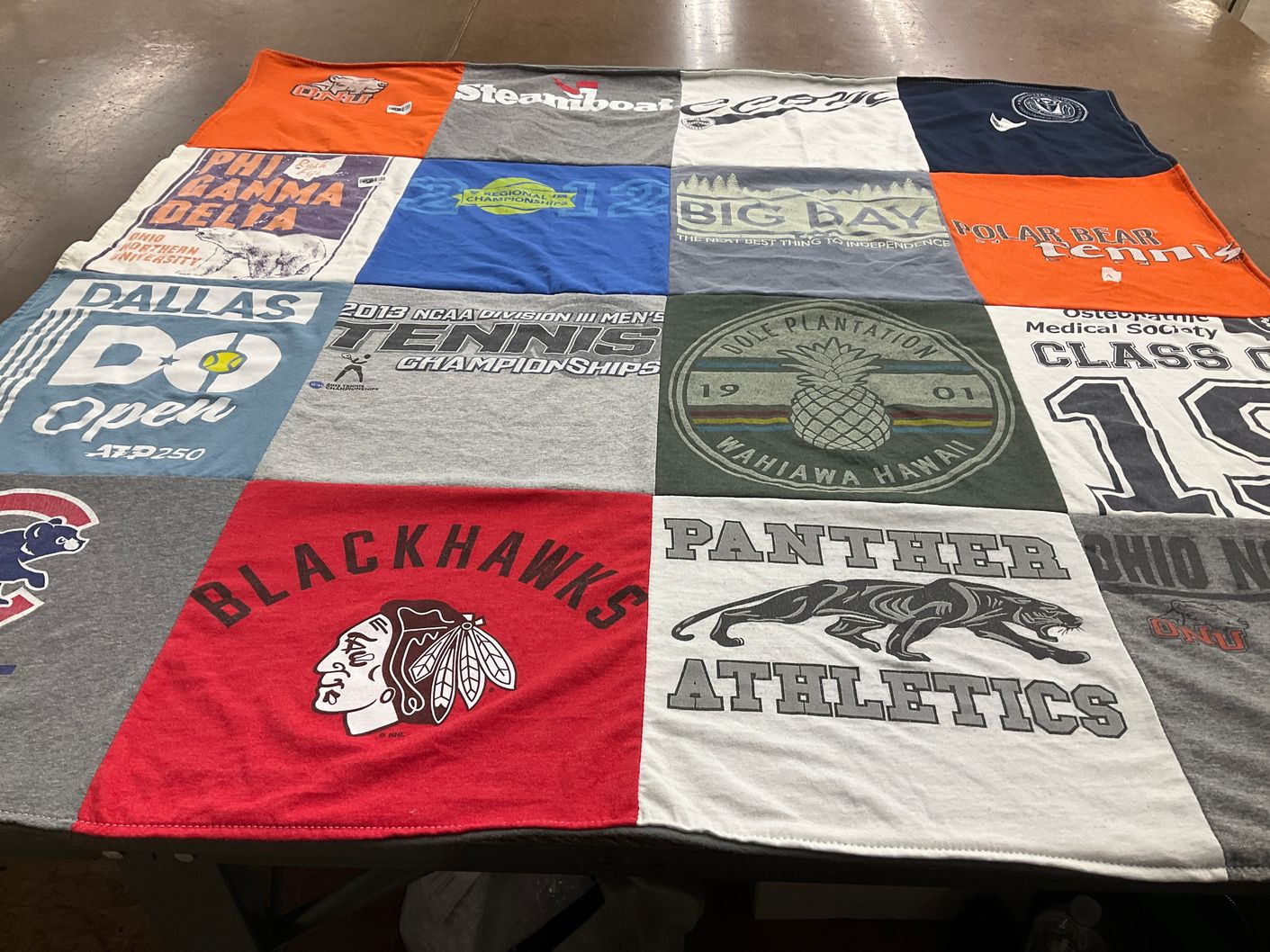 T-shirt quilt featuring blackhawks by Samantha from TX