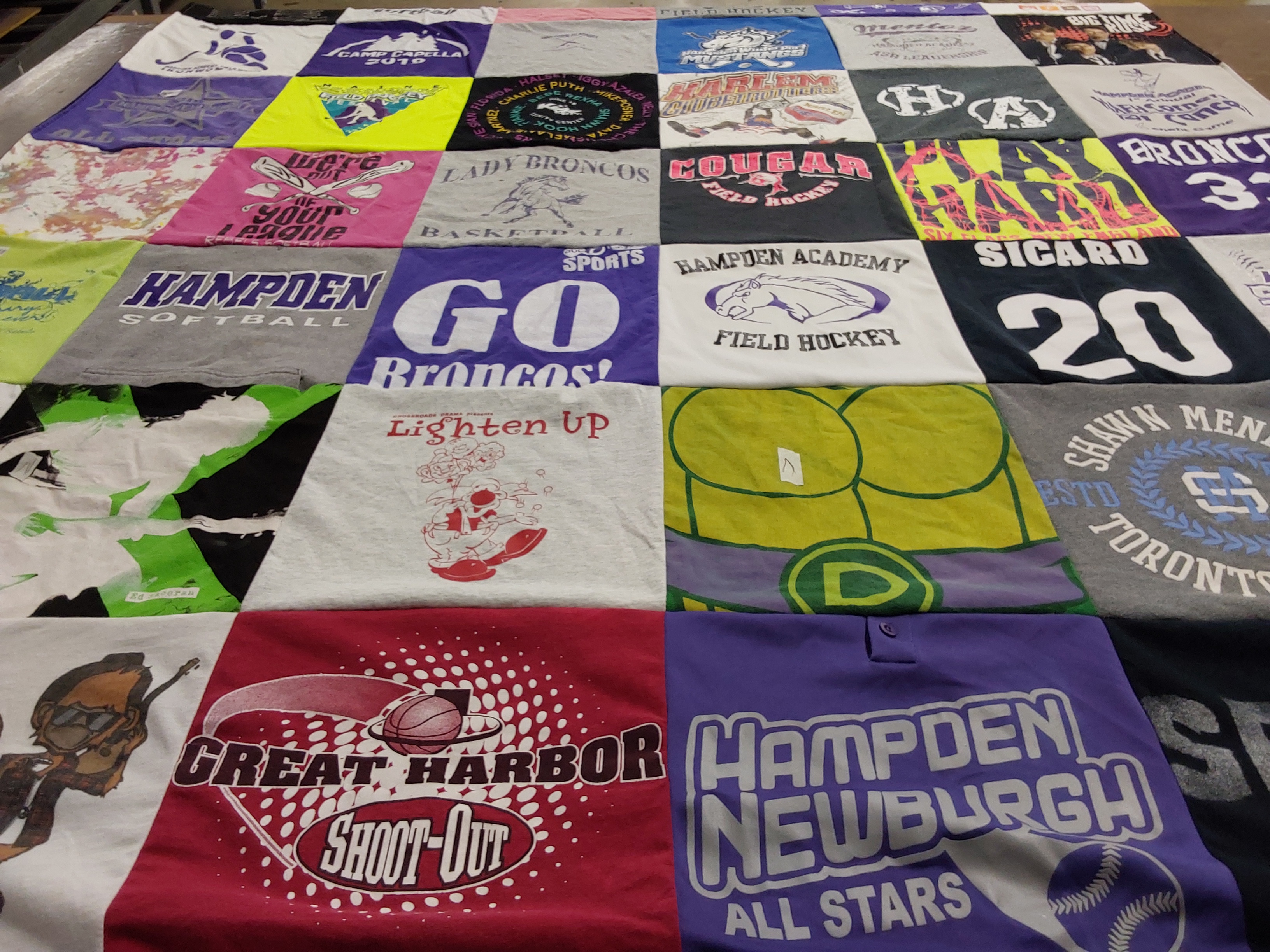 T-shirt quilt featuring hampden broncos by Julia from SC