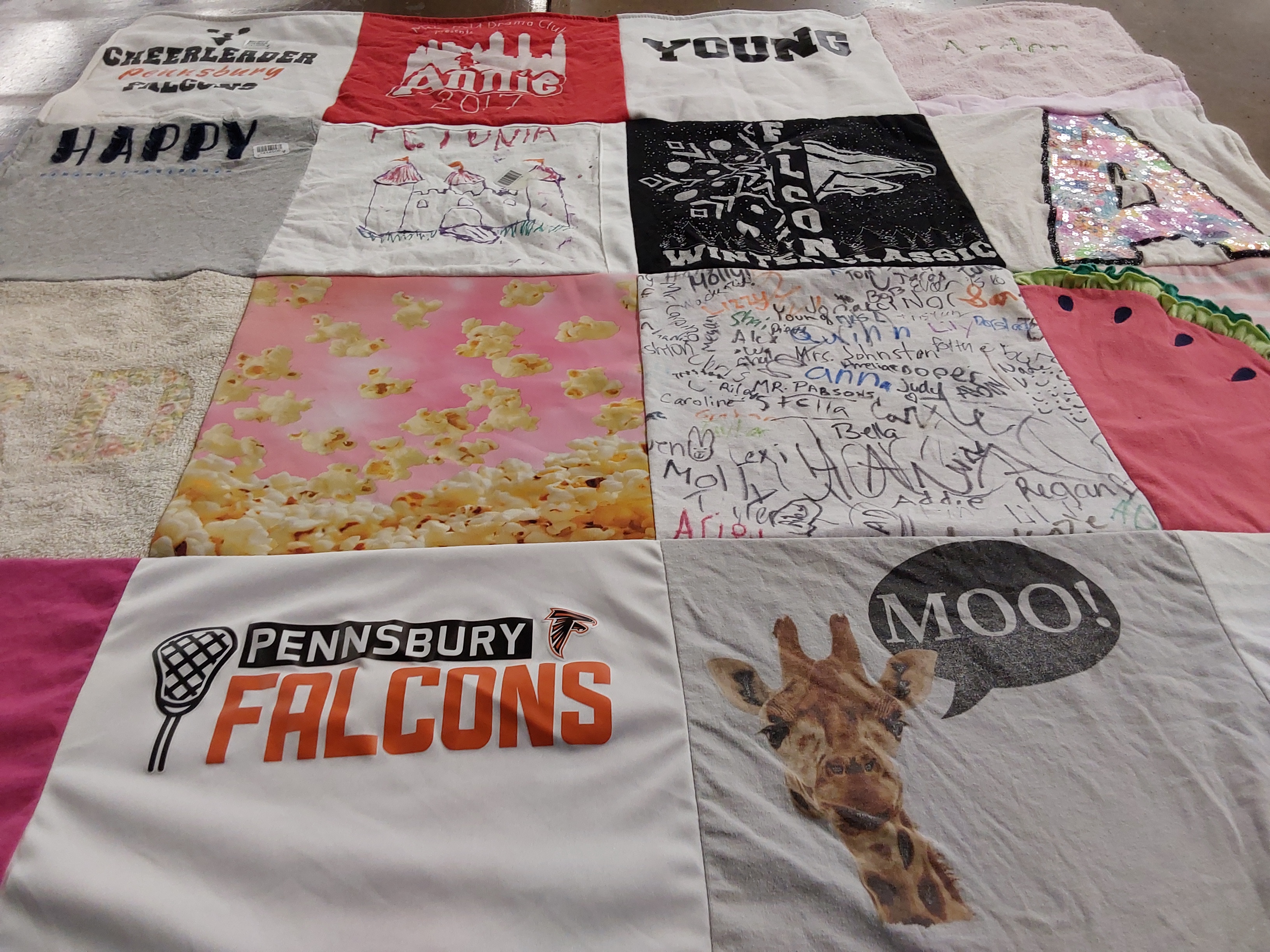 T-shirt quilt featuring pennsbury falcons by Kris from PA