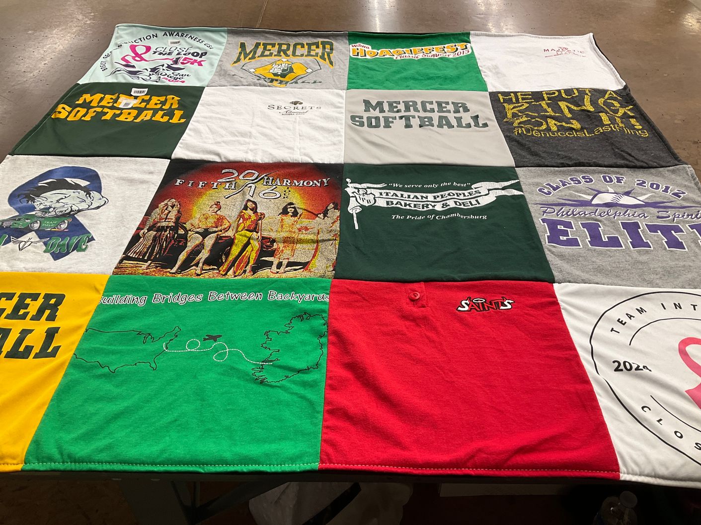 T-shirt quilt featuring mercer county community college softball by Stacie from PA