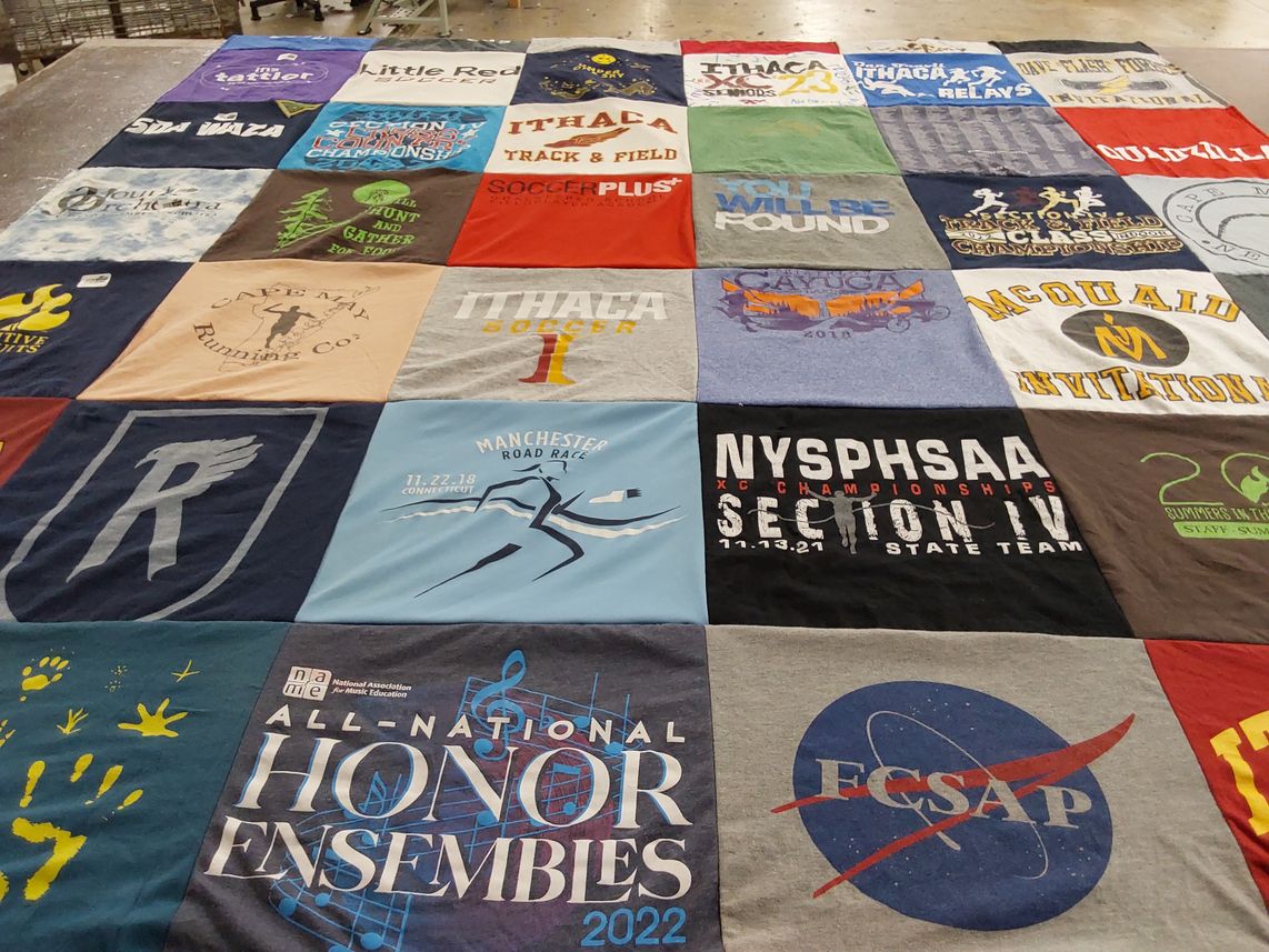 T-shirt quilt featuring ithaca track and field, ithaca soccer by Kelly from NY