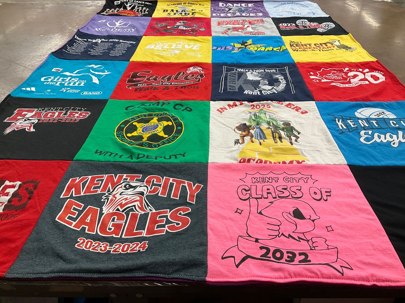 T-shirt quilt featuring kent city eagles by Charlotte from MI