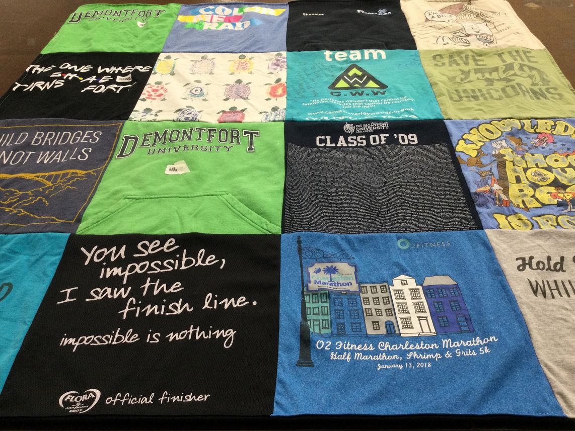T-shirt quilt from demontfort university by Shae from VA