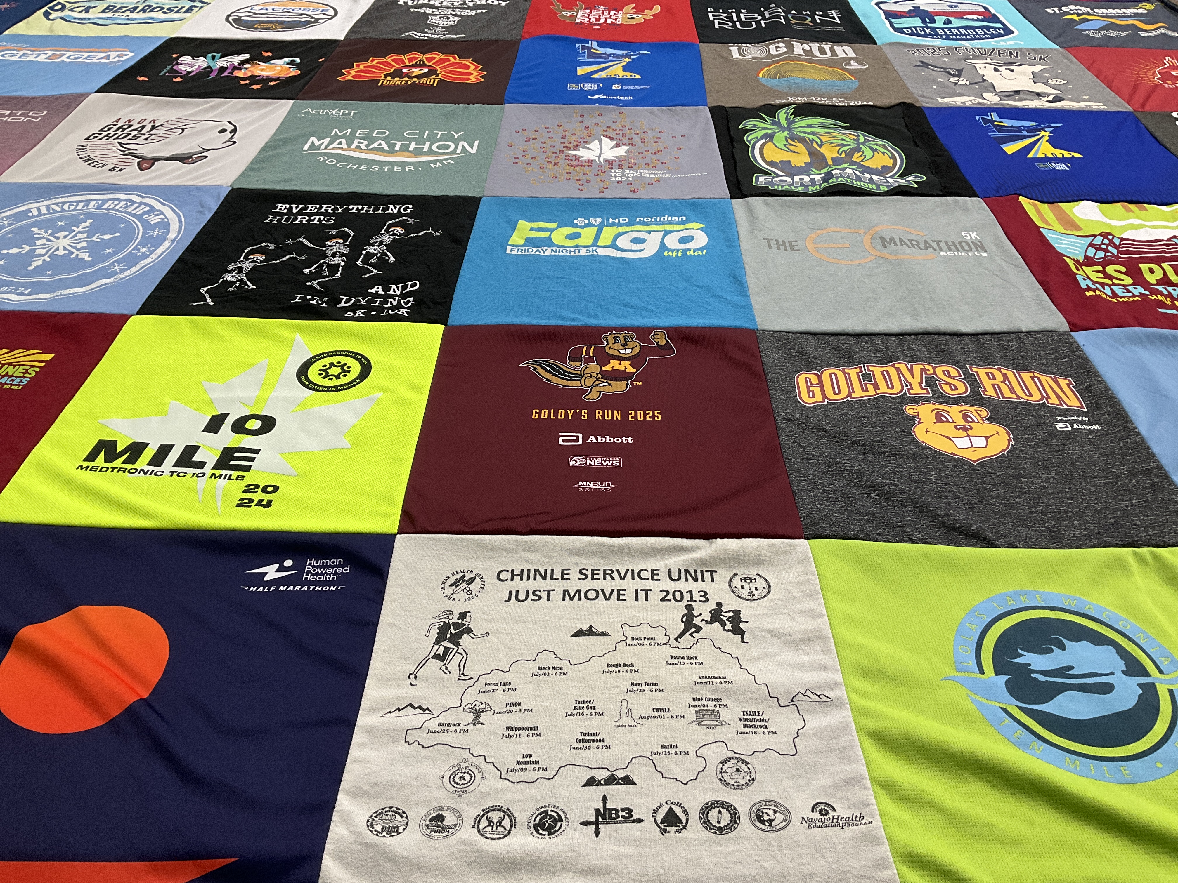 T-shirt quilt featuring goldy's run by Jolene from MN