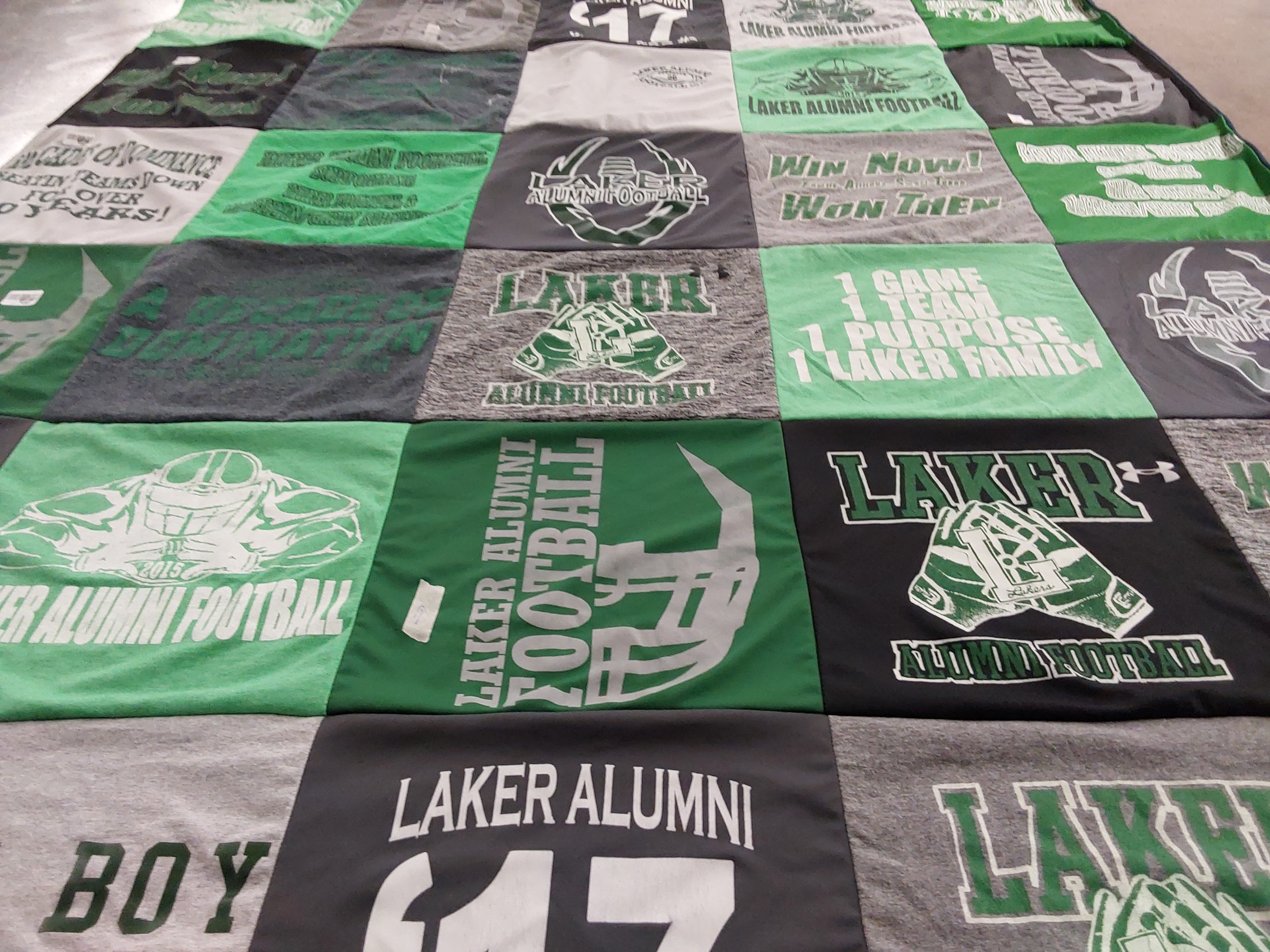 T-shirt quilt featuring laker football team by Amy from MI