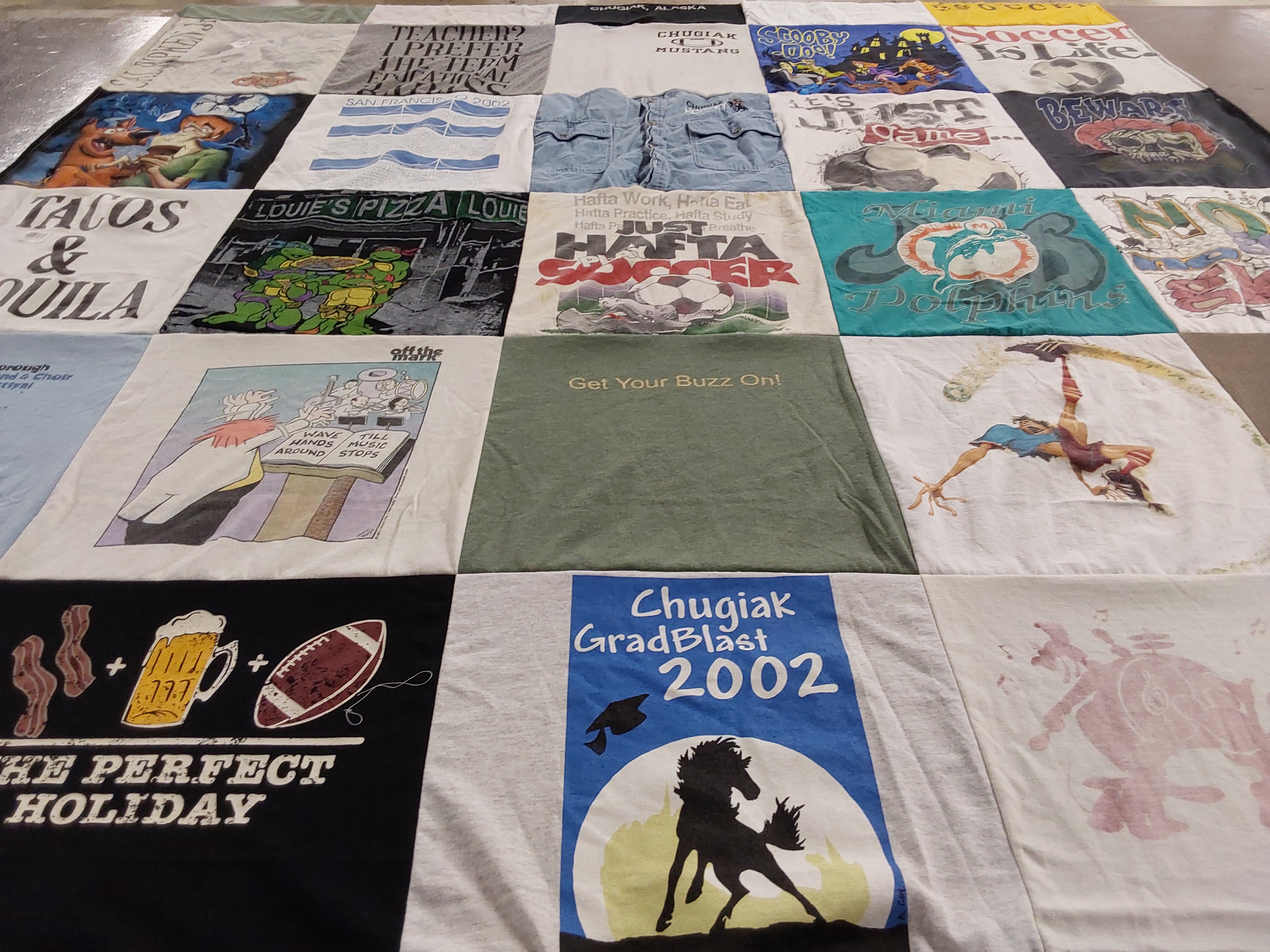 T-shirt quilt featuring miami dolphins by Jen from AK