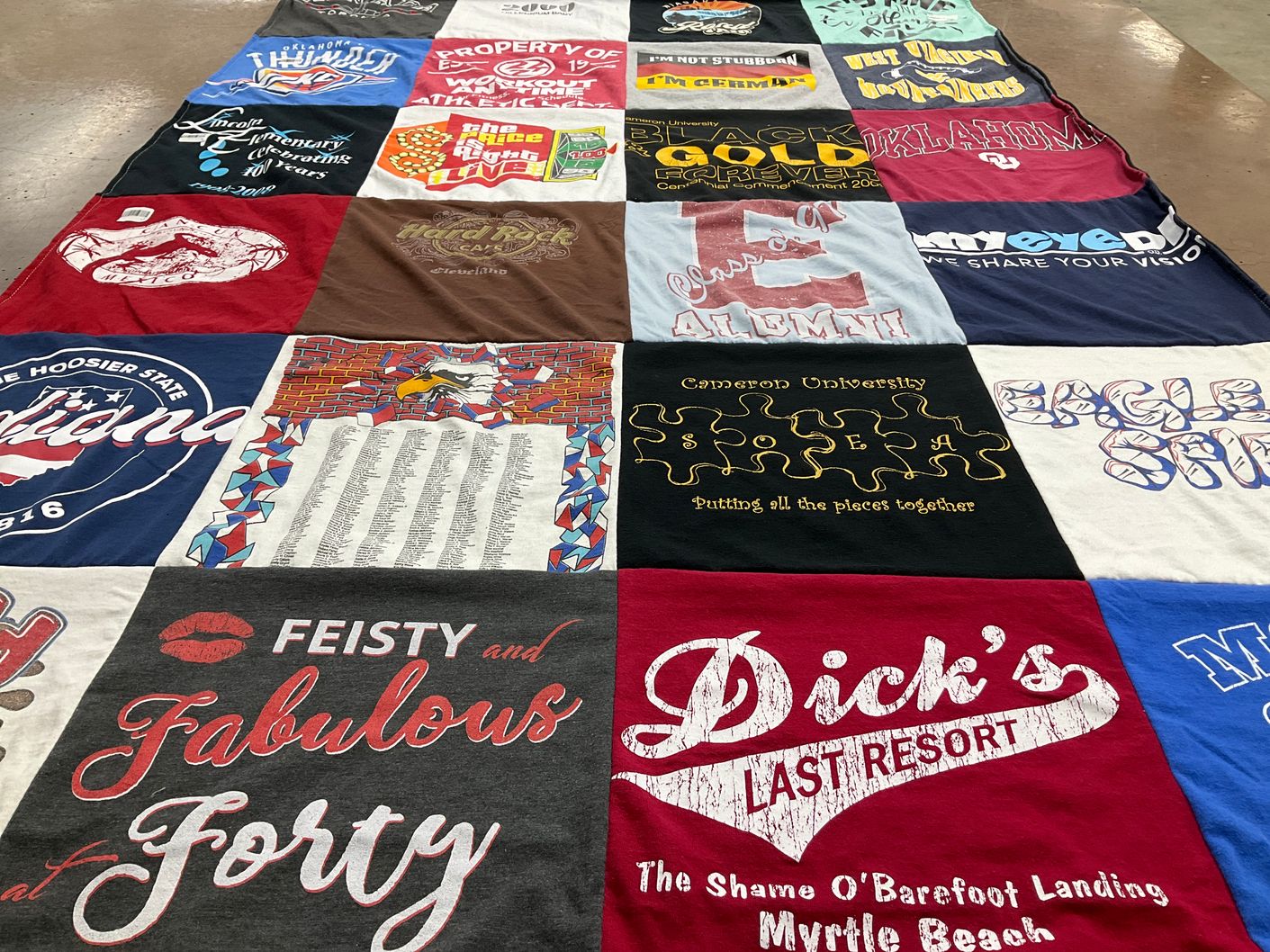 T-shirt quilt from cameron university by Tabitha from IN