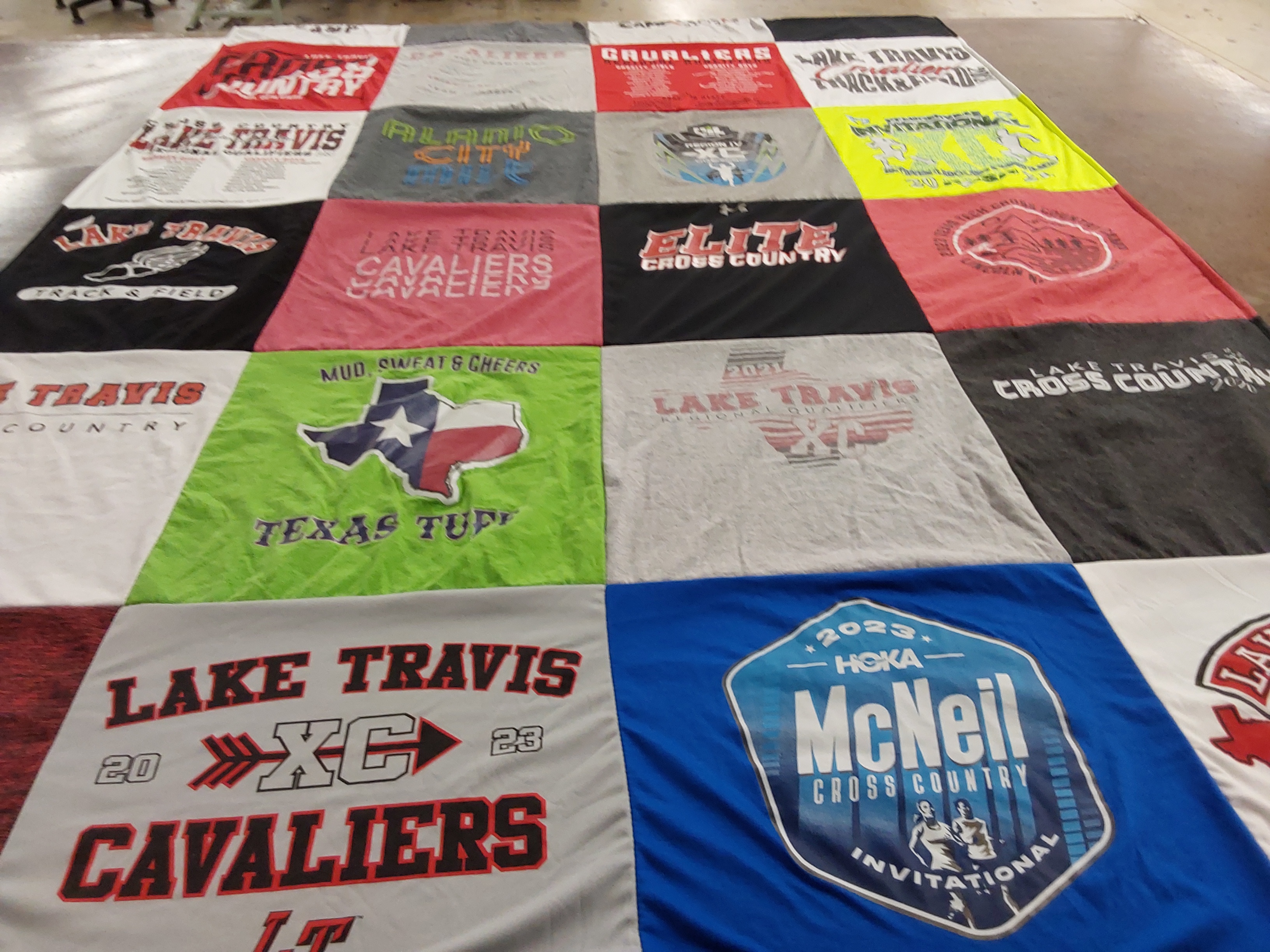 T-shirt quilt featuring lake travis cross country team, lake travis track and field team by Suzanne from TX