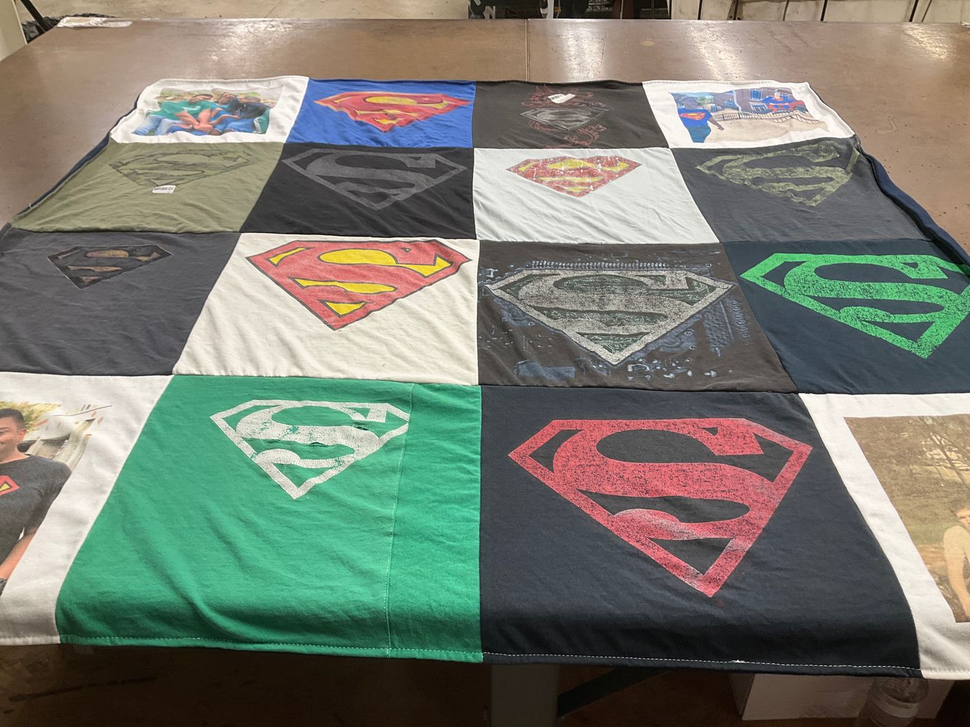 T-shirt quilt with comics, superheroes themes by Kiera from VA