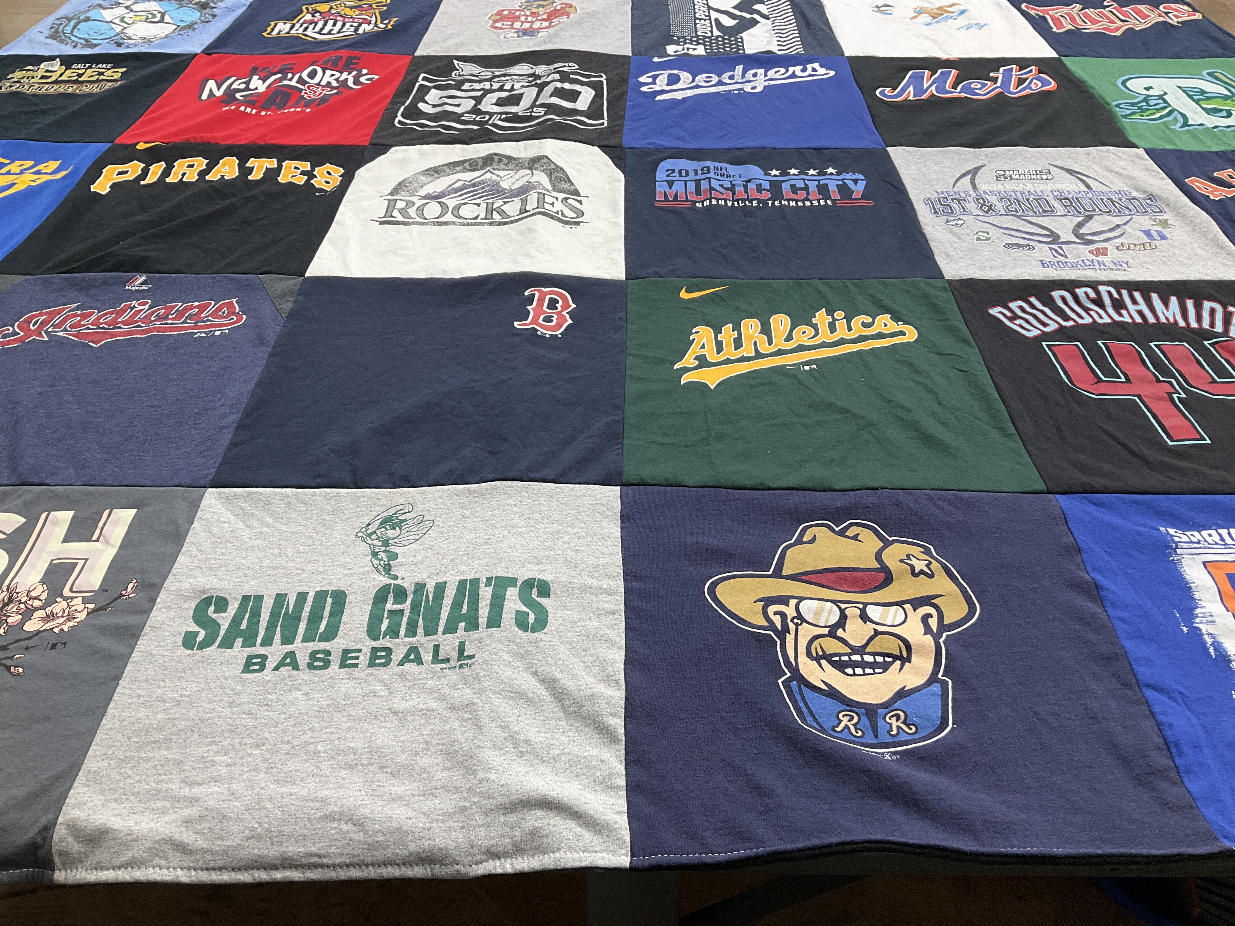T-shirt quilt featuring boston red sox, los angeles dodgers by Claire from NY