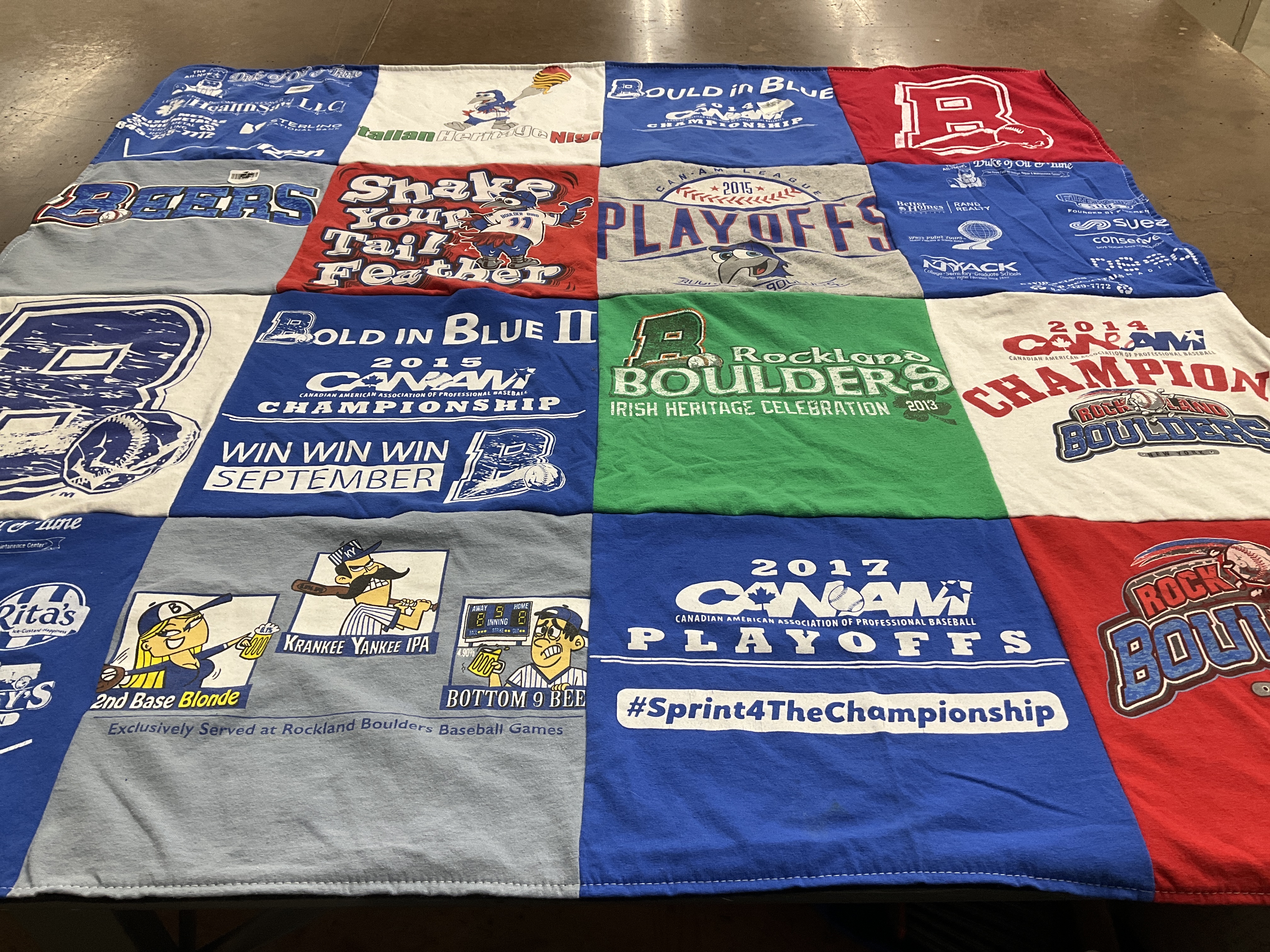 T-shirt quilt featuring rockland boulders by Linda from NY