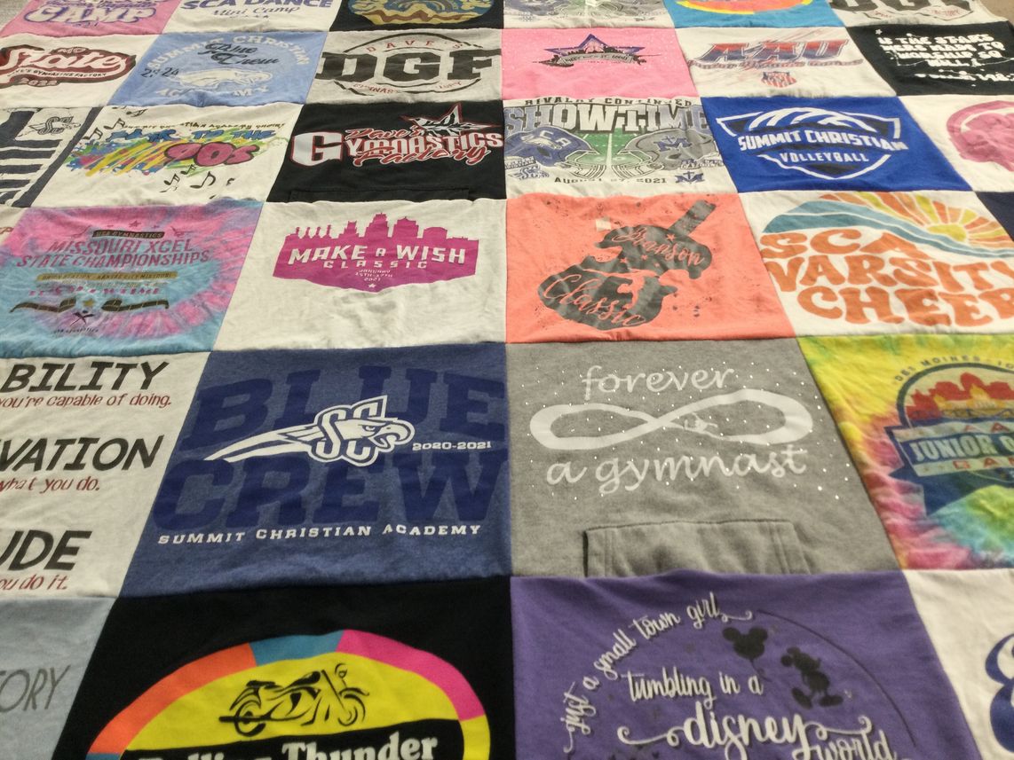 T-shirt quilt featuring blue crew by Satina from MO