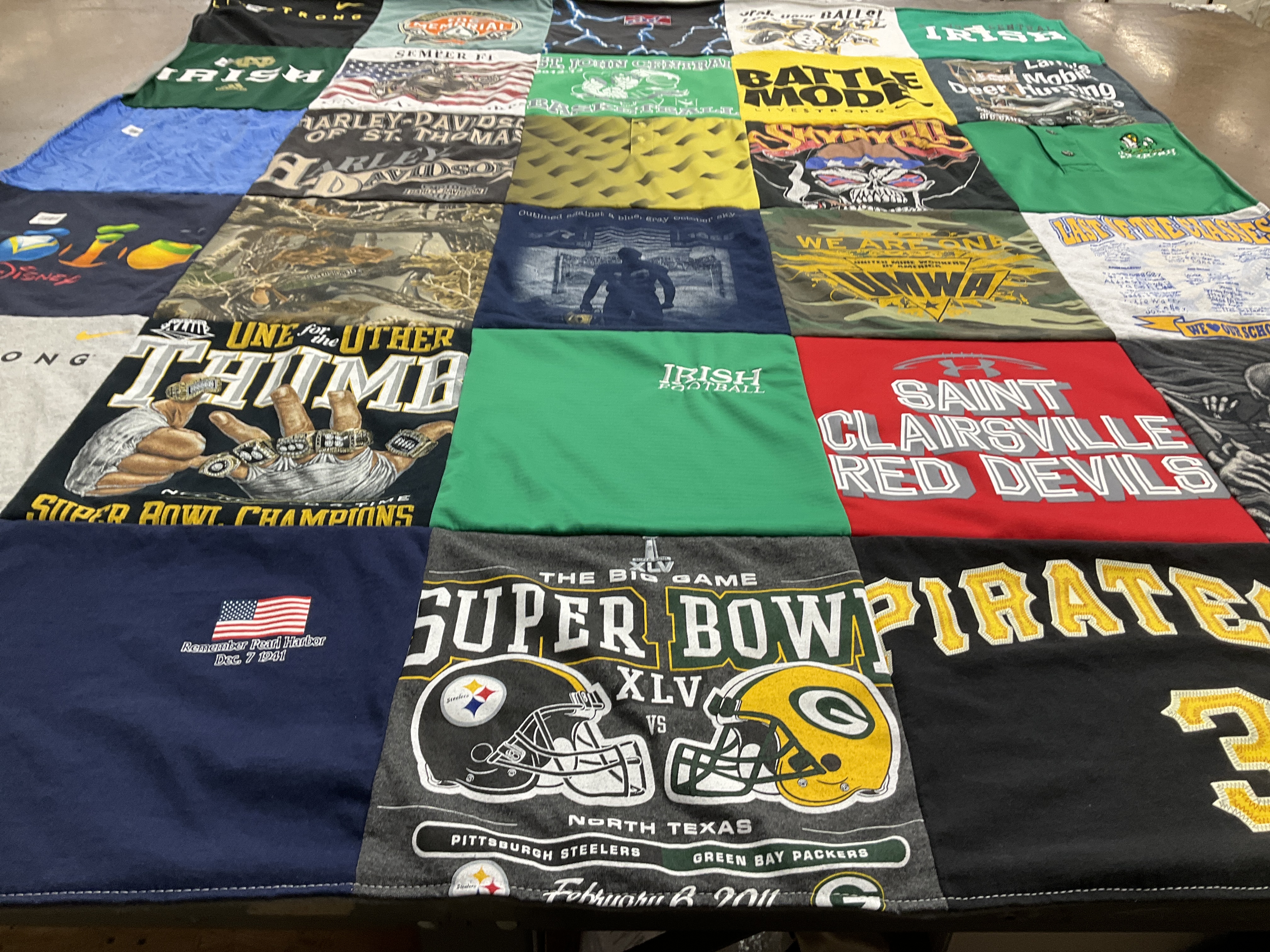 T-shirt quilt featuring pittsburgh steelers, green bay packers by Michelle from OH