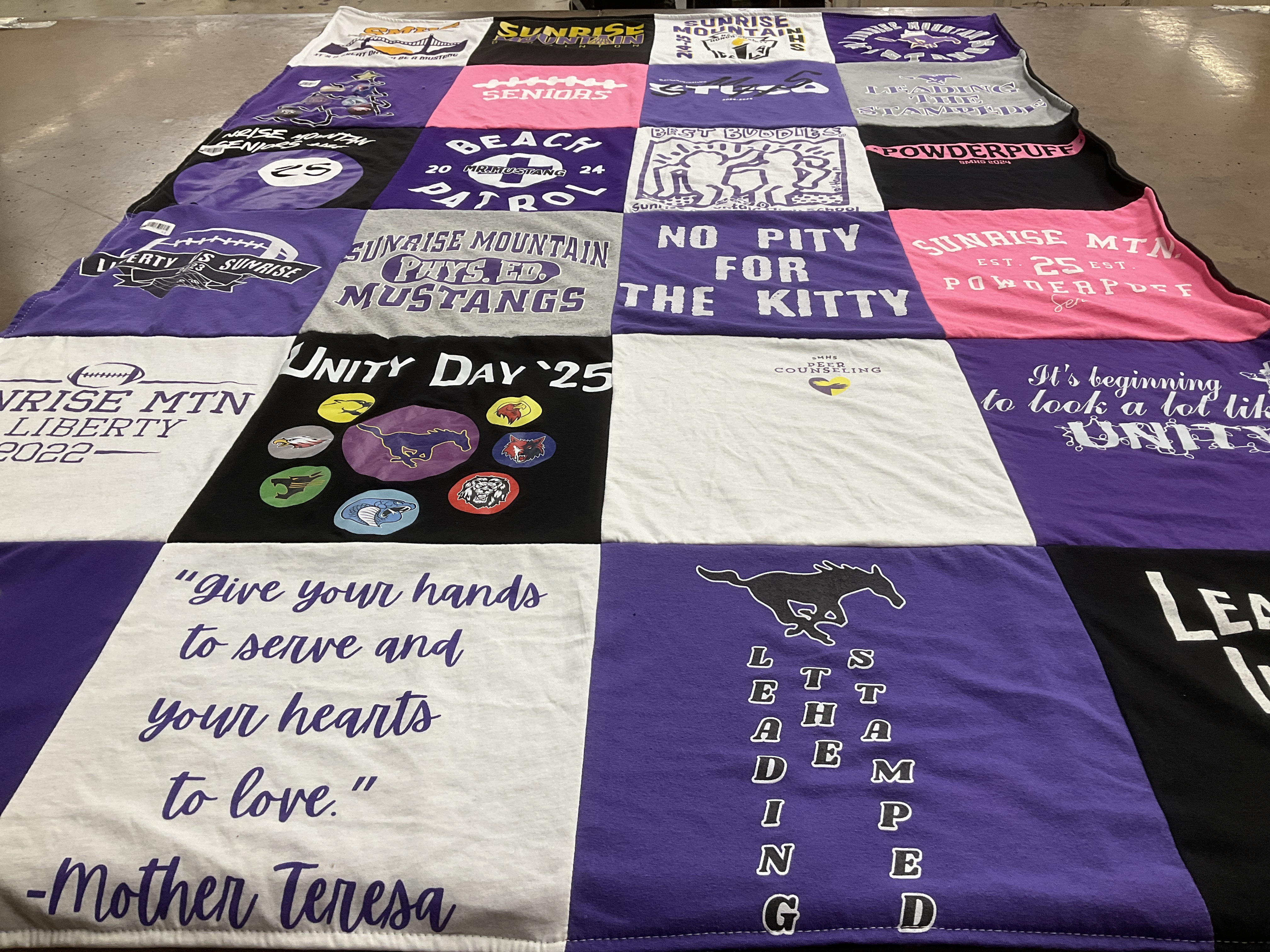 T-shirt quilt featuring sunrise mountain mustangs by London from AZ