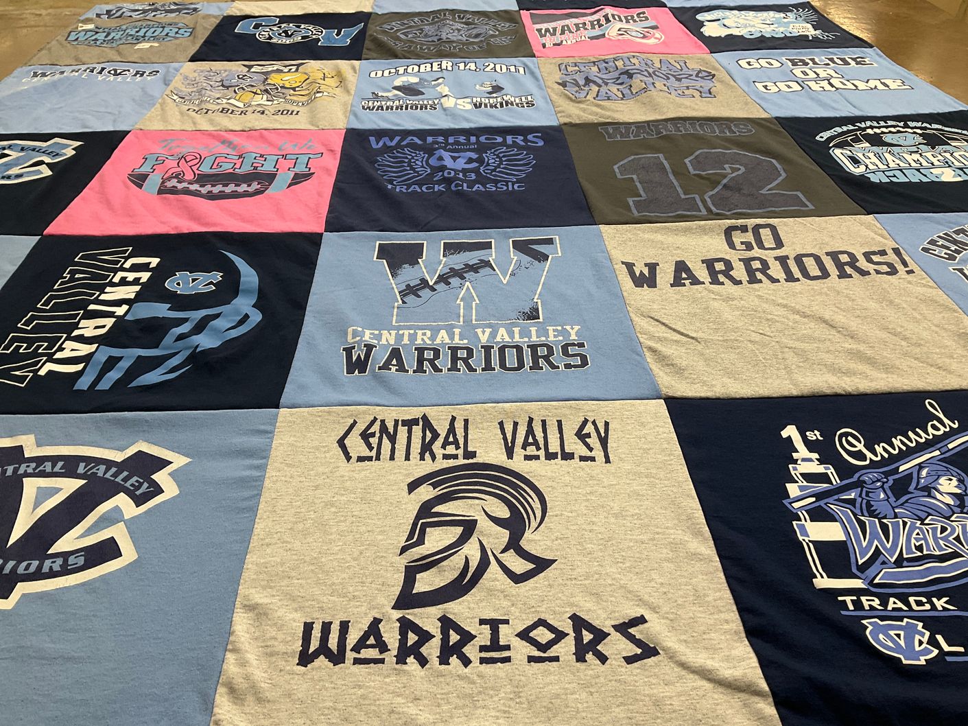 T-shirt quilt featuring central valley warriors by Andrea from PA