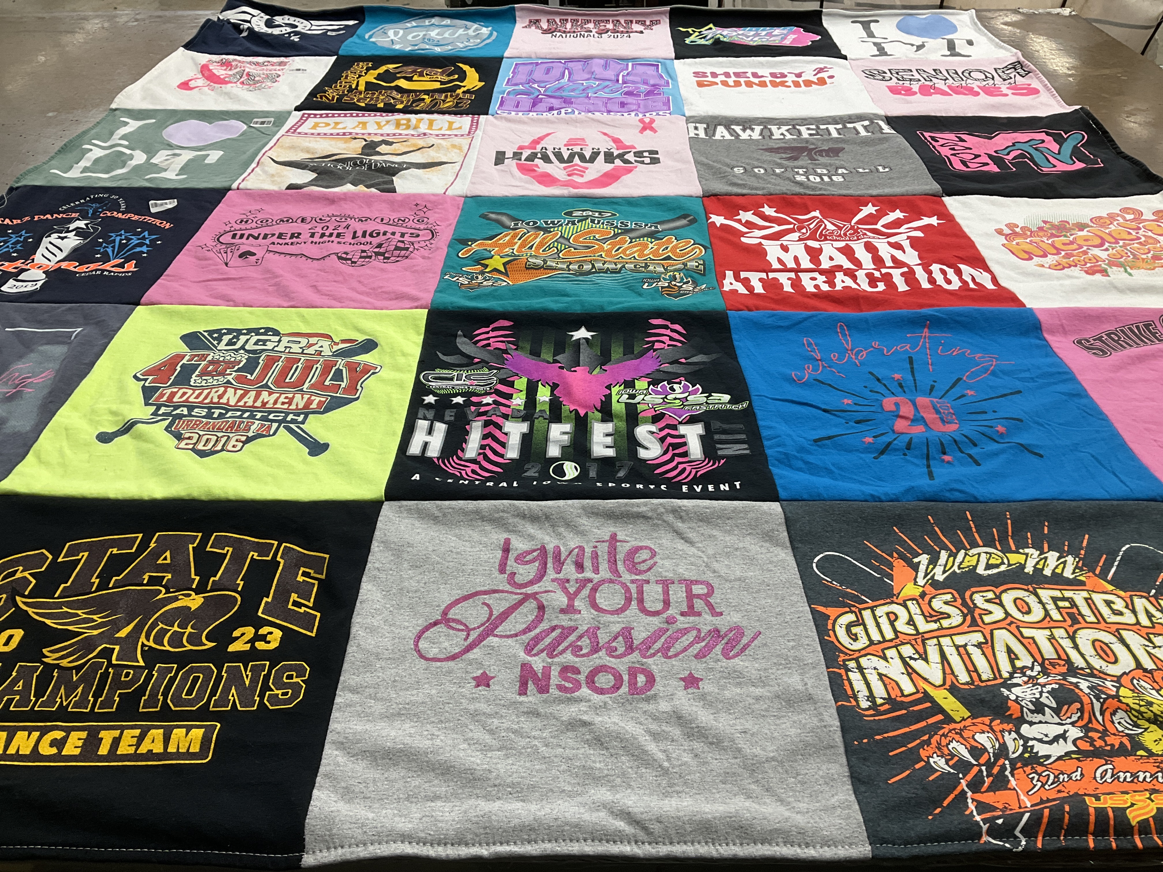 T-shirt quilt featuring huskies, hawks by Wendy from IA