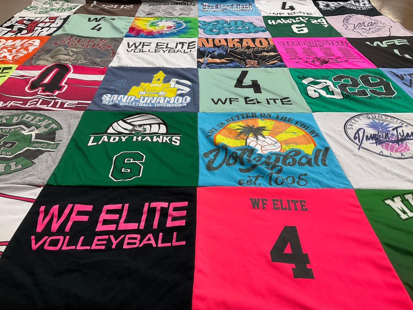 T-shirt quilt with volleyball, sports themes by Heather from TX