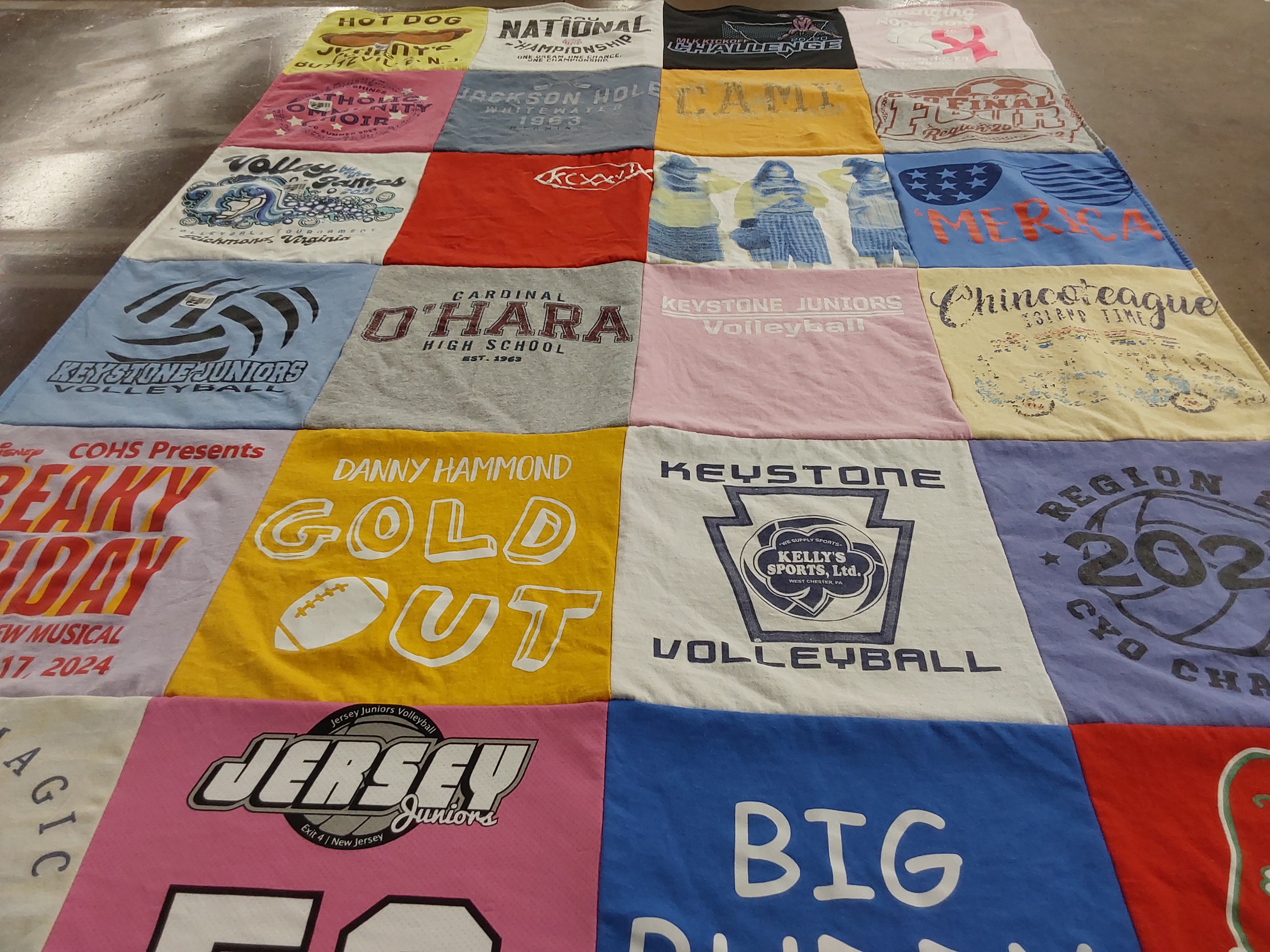 T-shirt quilt featuring keystone juniors volleyball by Sara from PA