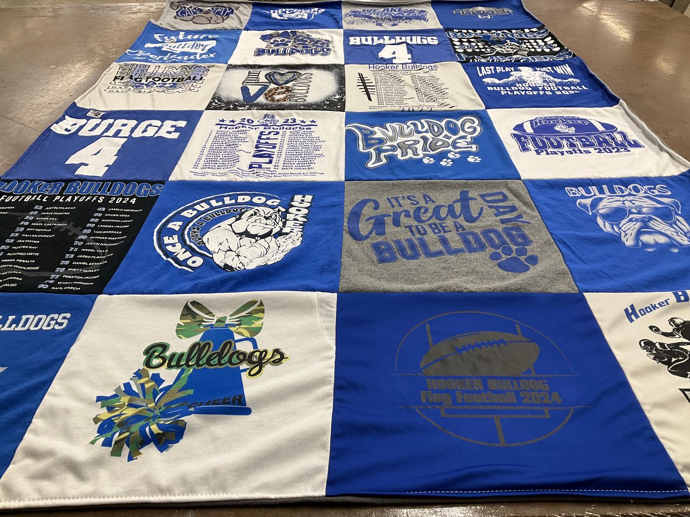 T-shirt quilt featuring hooker bulldogs football by Powers, from OK