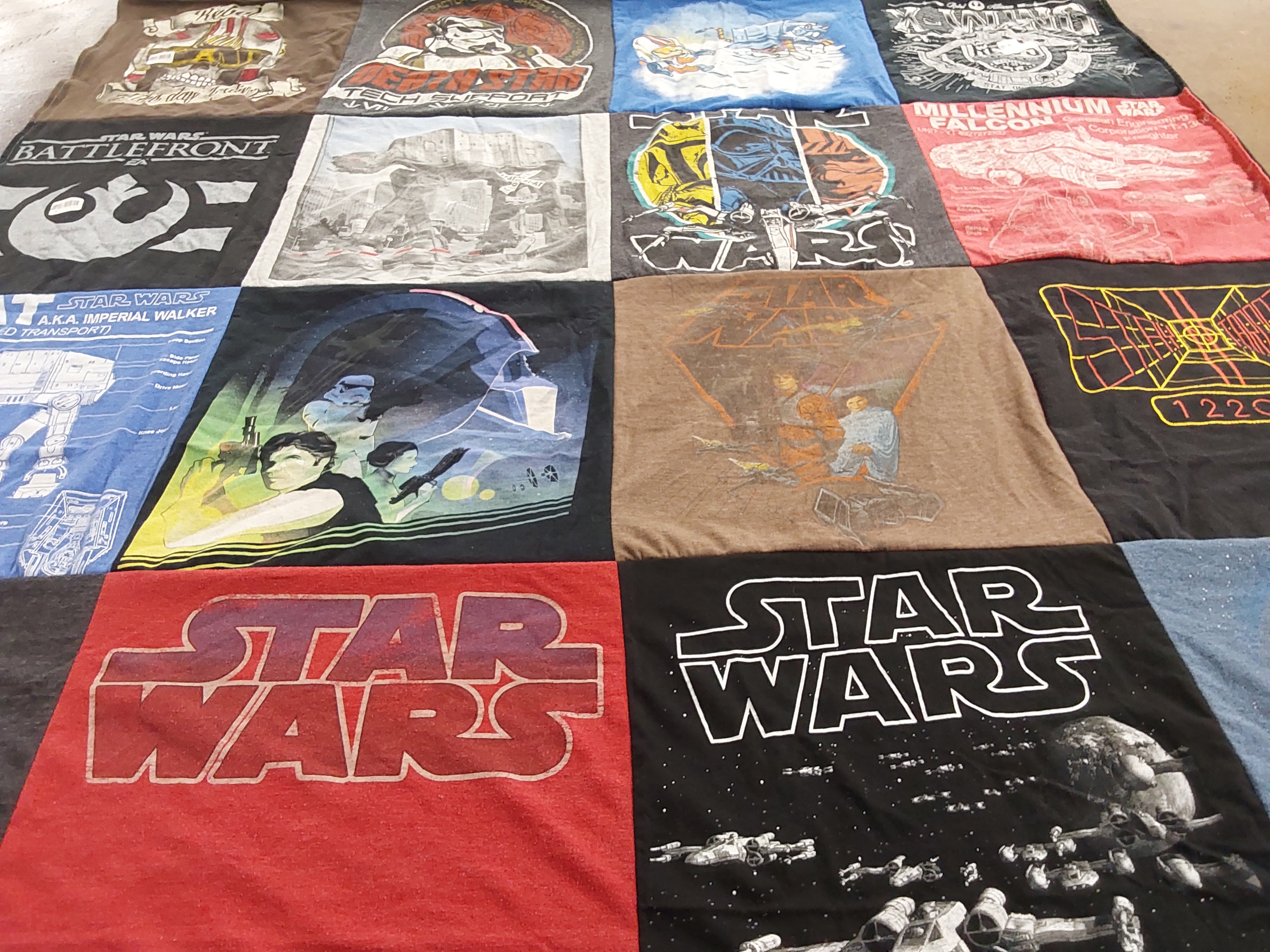 T-shirt quilt with star wars, science fiction themes by Ian from NV