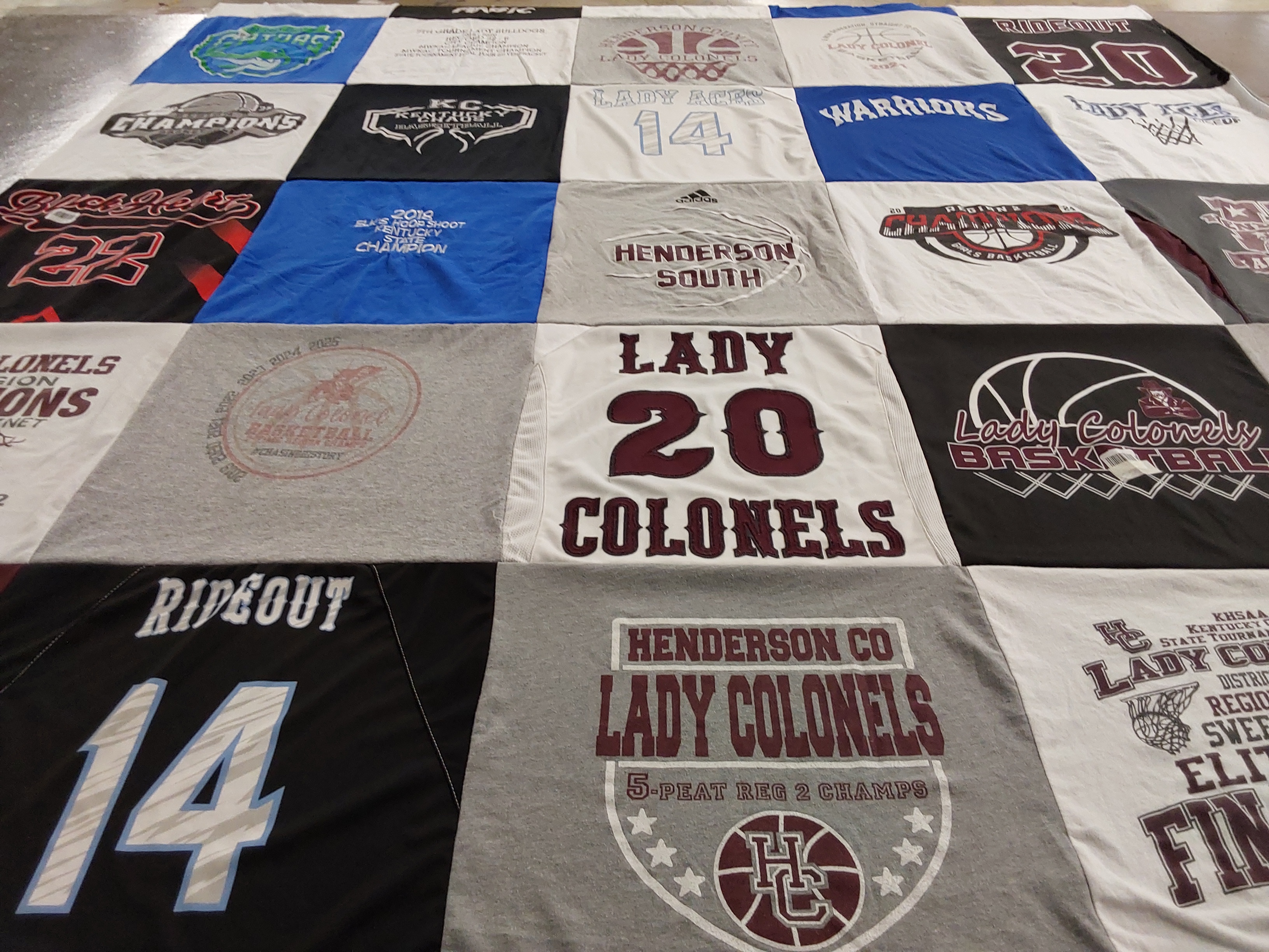 T-shirt quilt featuring lady colonels basketball by Stacey from KY