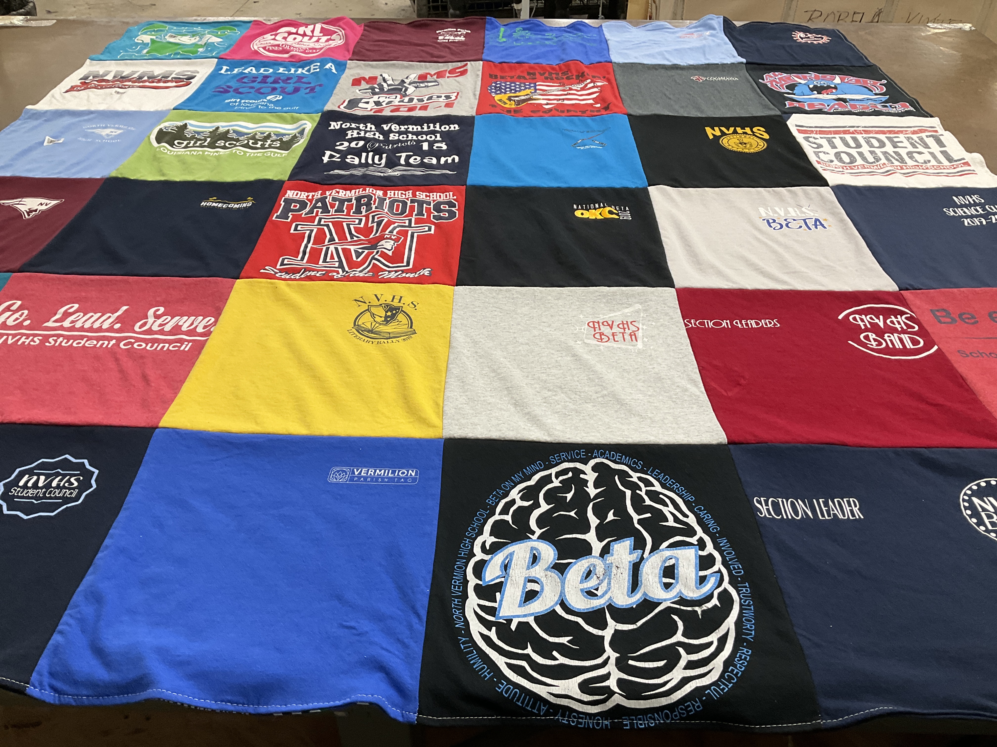 T-shirt quilt from north vermilion high school by Avery from LA