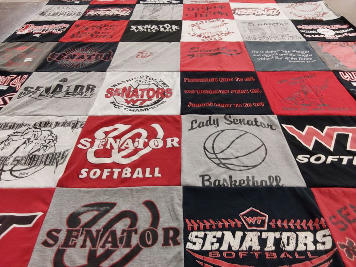 T-shirt quilt featuring washington township high school basketball, washington township high school softball by Rhonda from IN