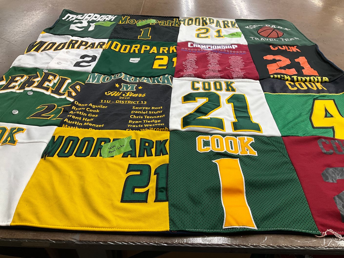 T-shirt quilt featuring moorpark travel team by Kristin from CA