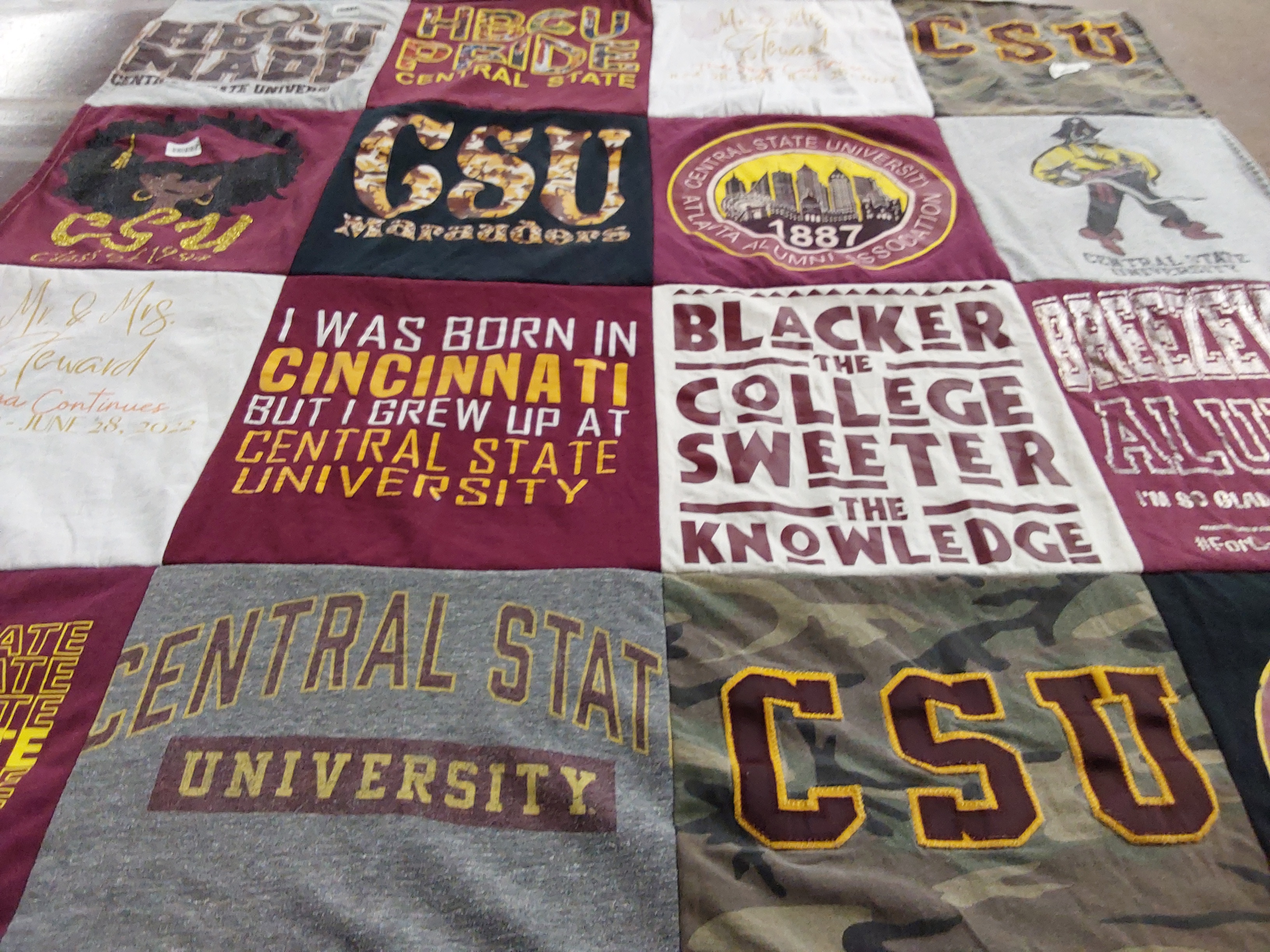 T-shirt quilt featuring central state university marauders by Kristin from GA