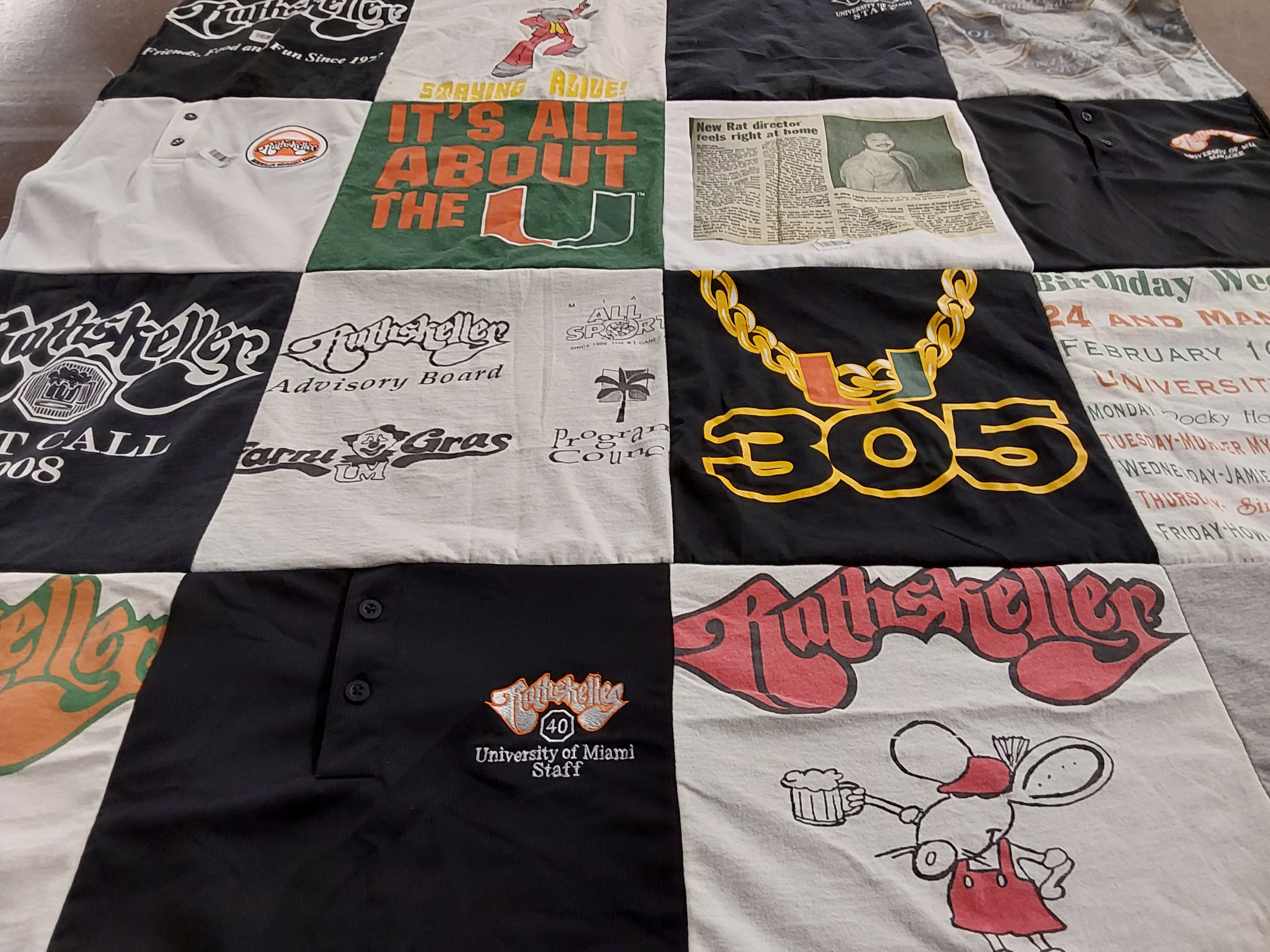 T-shirt quilt from university of miami by Germaine from FL
