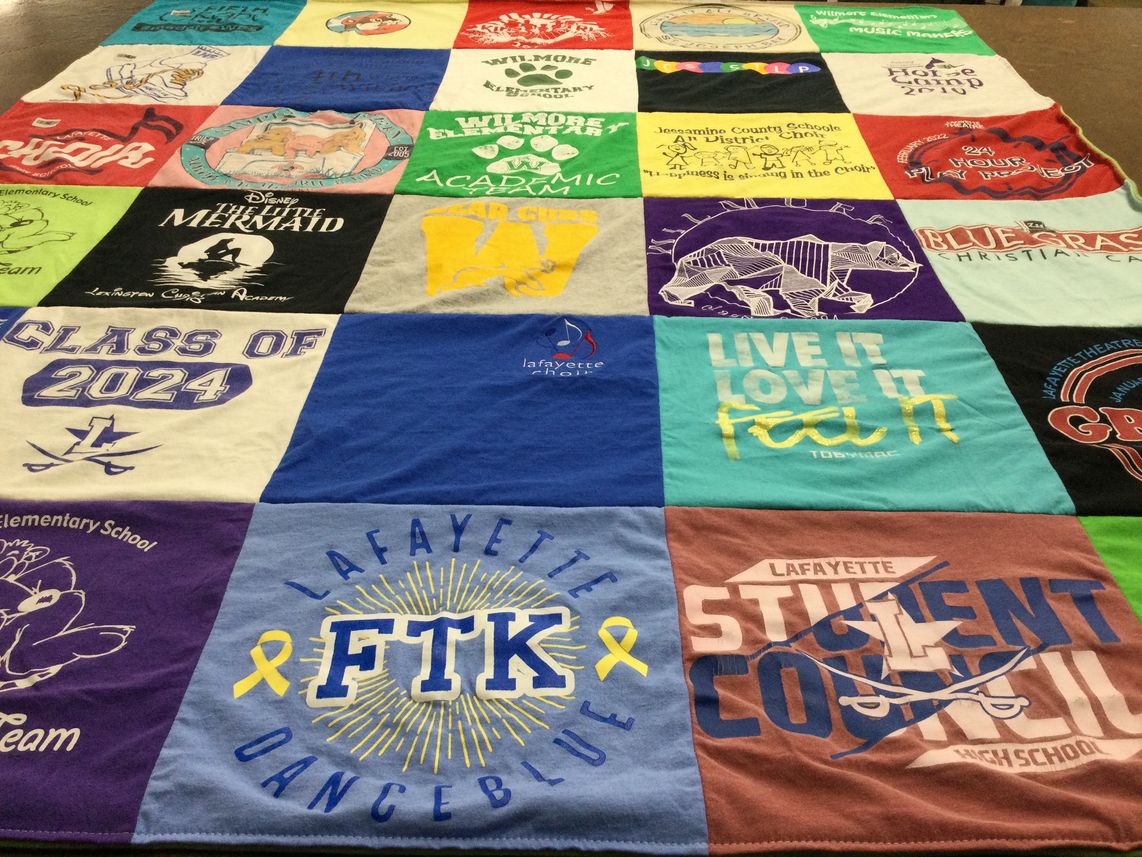T-shirt quilt from lafayette high school, lafayette elementary school by Rene from KY