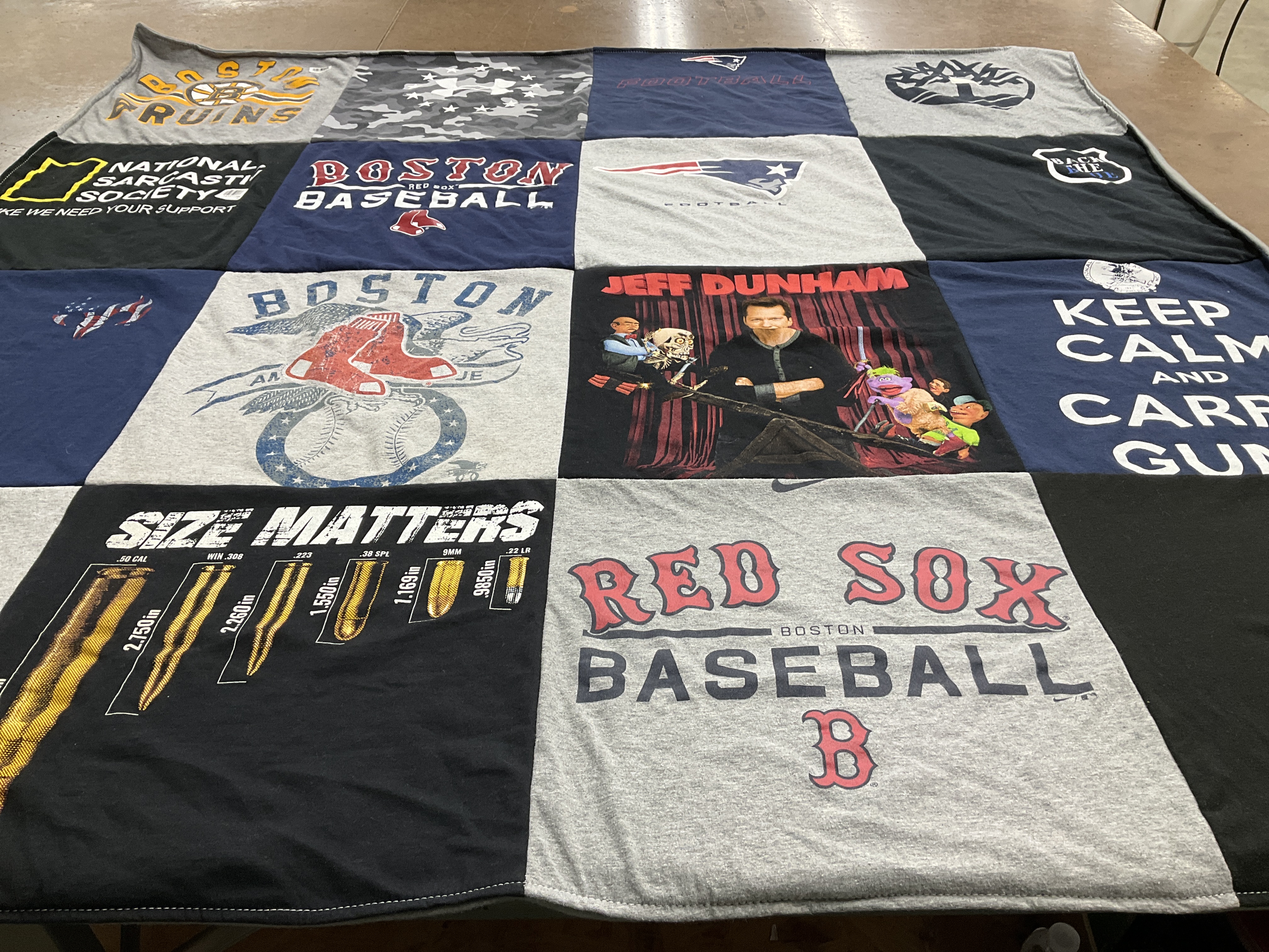 T-shirt quilt featuring boston red sox, new england patriots by Debbie from MA
