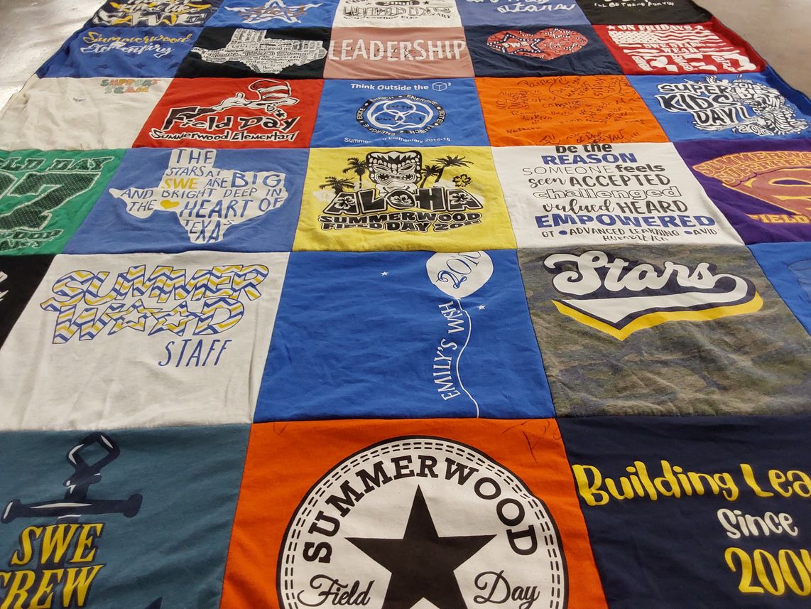 T-shirt quilt from summerwood elementary school by Robin from TX