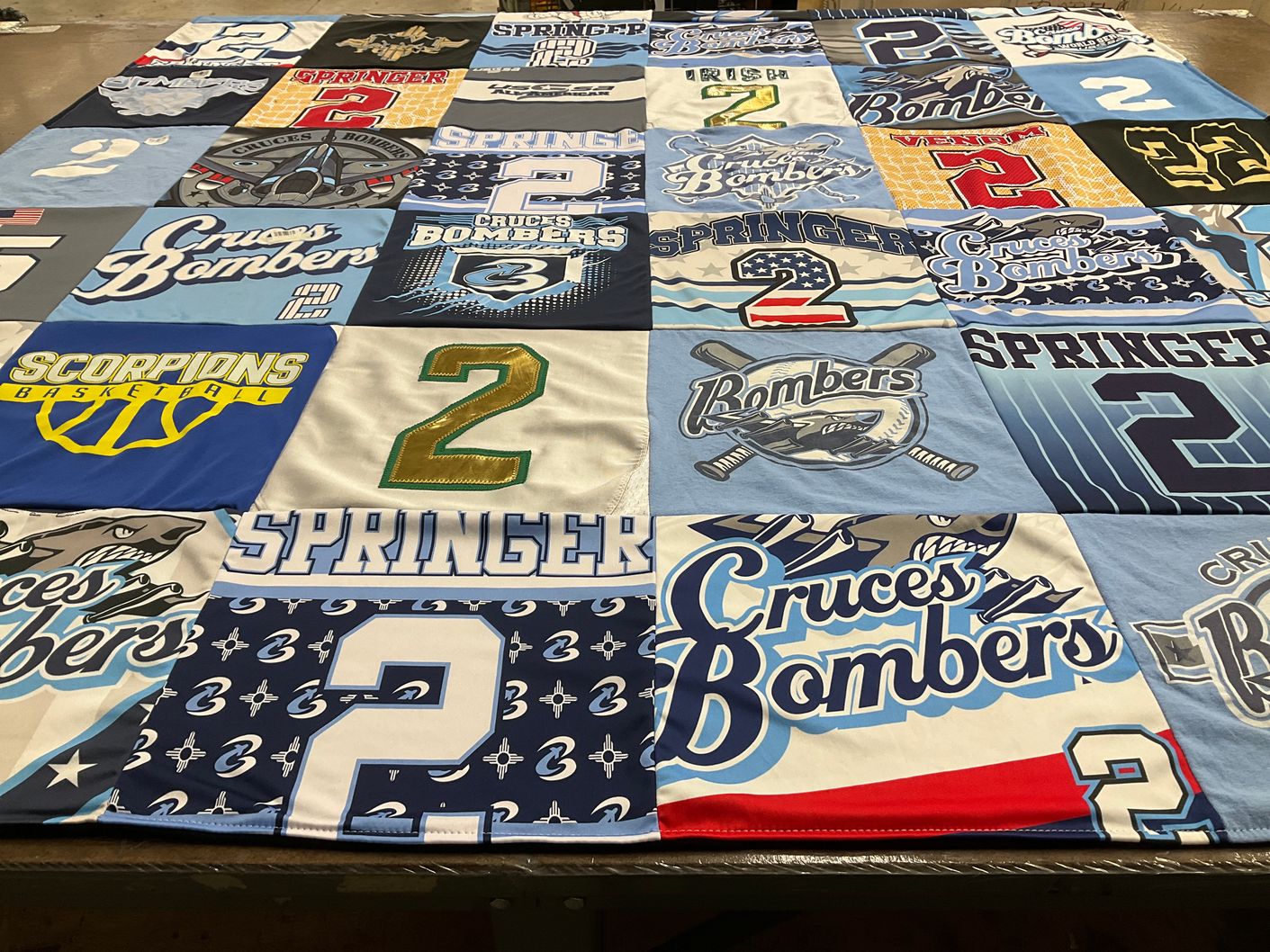 T-shirt quilt featuring cruces bombers, springer university by Amie from NM