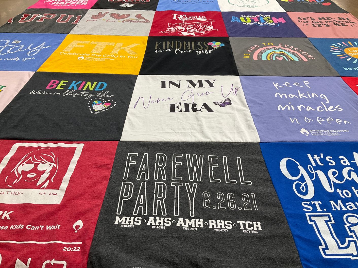 T-shirt quilt featuring mhs, ahs by Amy from MO
