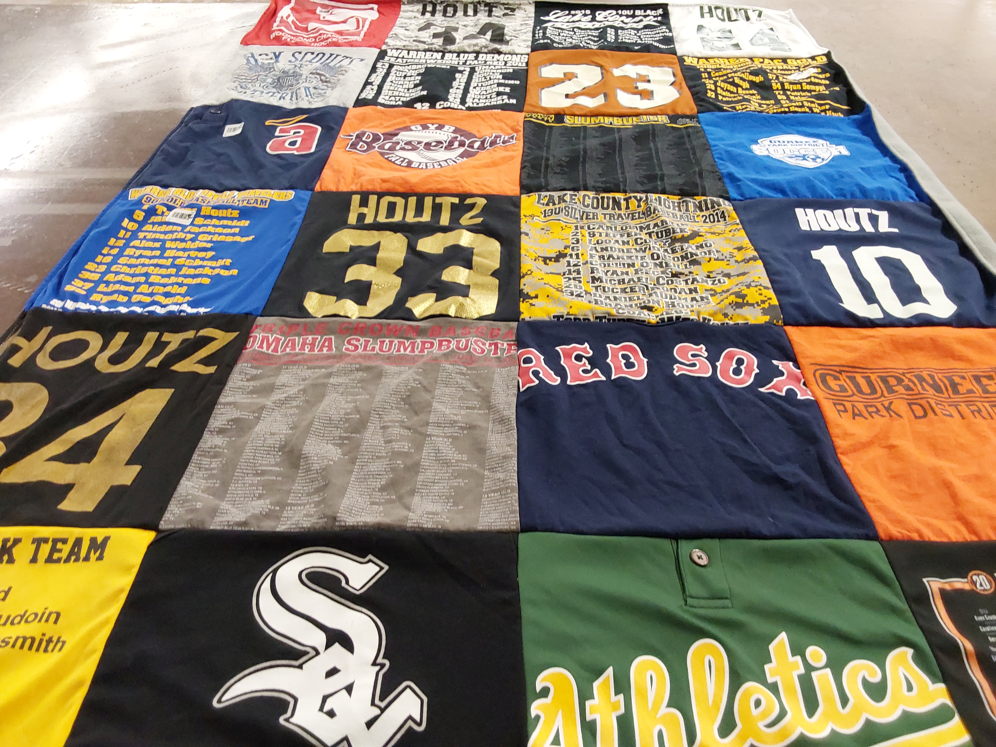 T-shirt quilt featuring white sox, red sox by angie from IL